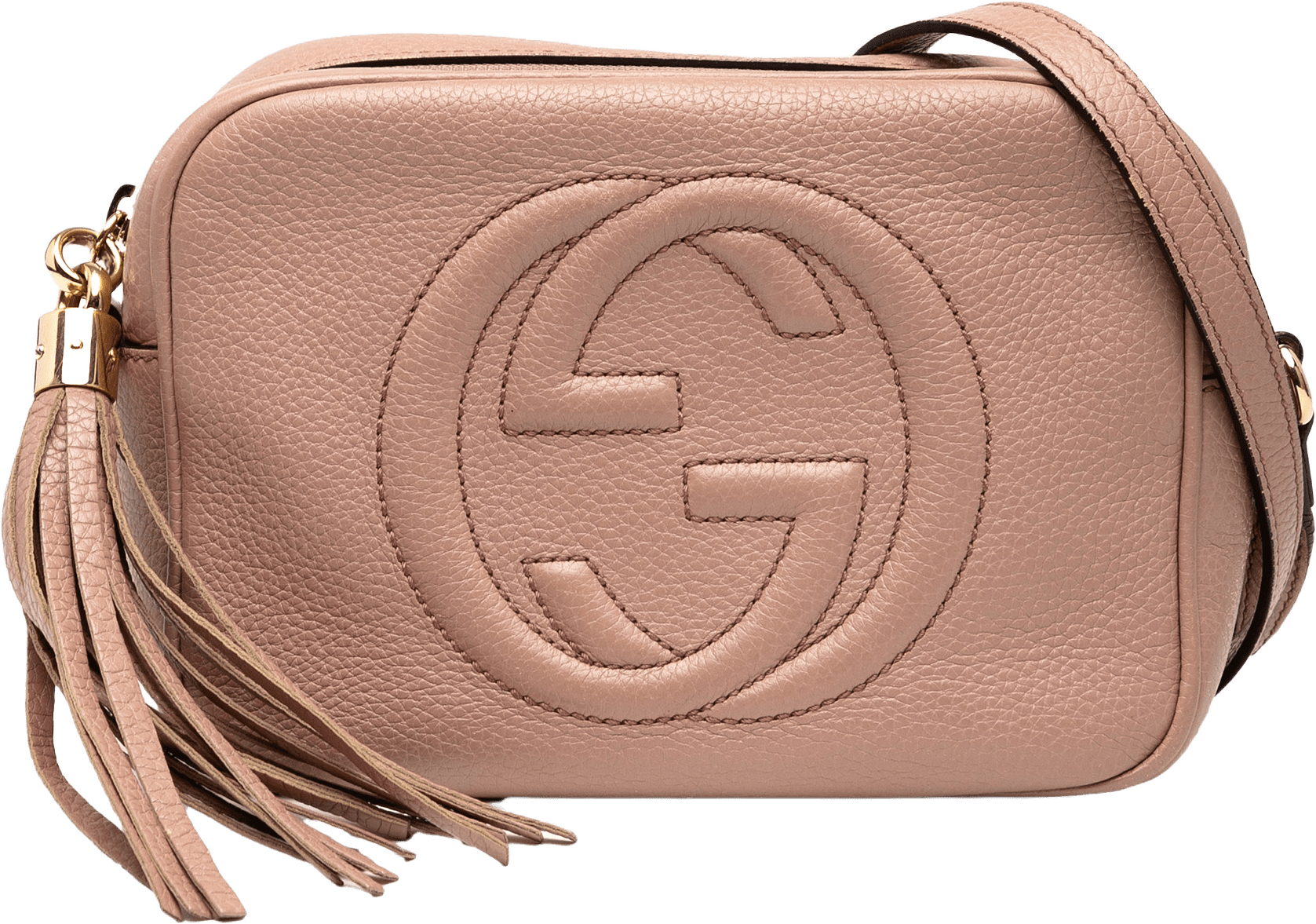 Gucci Leather Soho Disco Crossbody, från Luxclusif, i färgen nude.