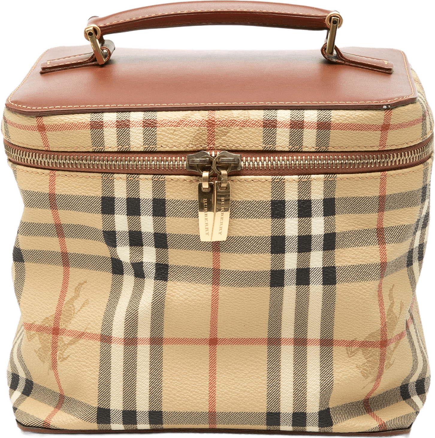 Burberry Haymarket Check Coated Canvas Vanity Bag, från Luxclusif, i färgen beige.