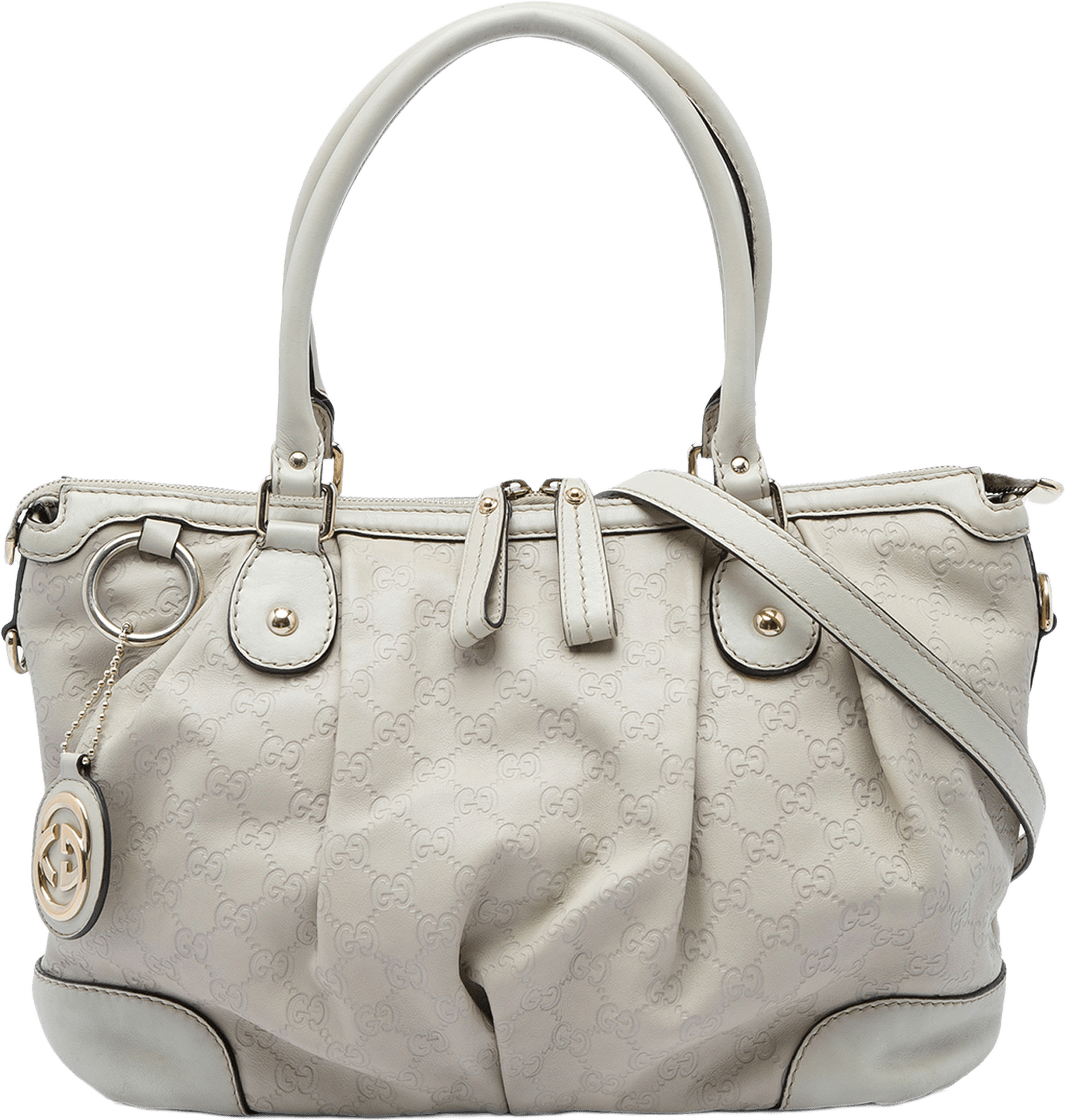 Gucci Guccissima Sukey Satchel, från Luxclusif, i färgen vit.