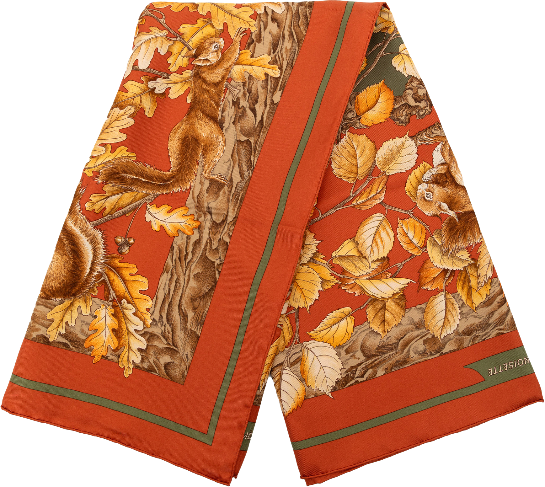 Hermès Casse Noisette Silk Scarf 90, från Luxclusif, i färgen dark orange.