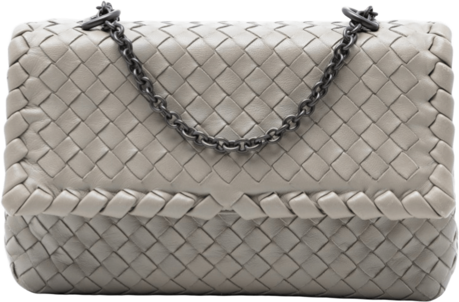 Bottega Veneta Baby Nappa Intrecciato Olimpia Crossbody, från Luxclusif, i färgen taupe.