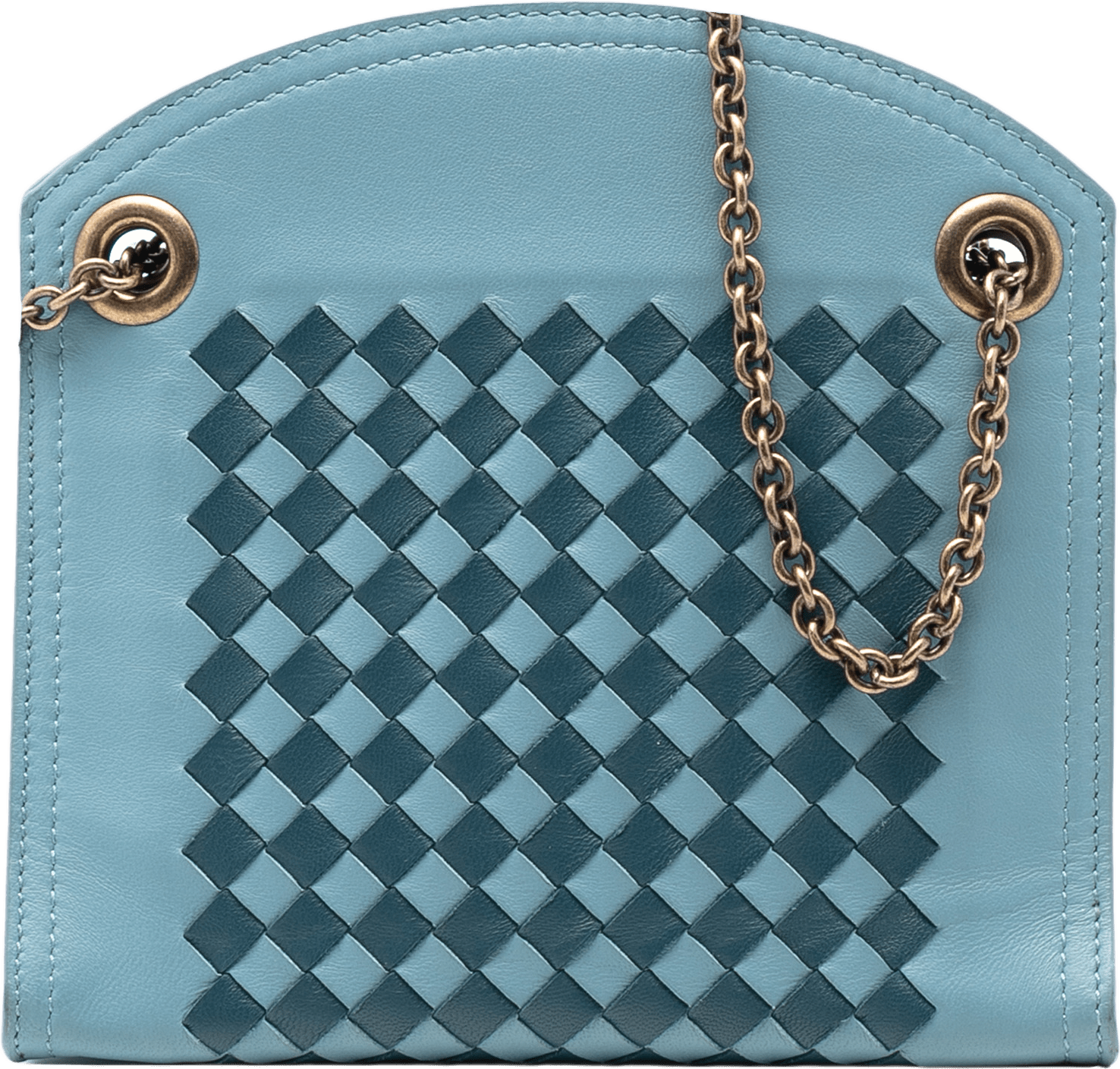 Bottega Veneta Nappa Intrecciato Chain Wallet, från Luxclusif, i färgen light blue.