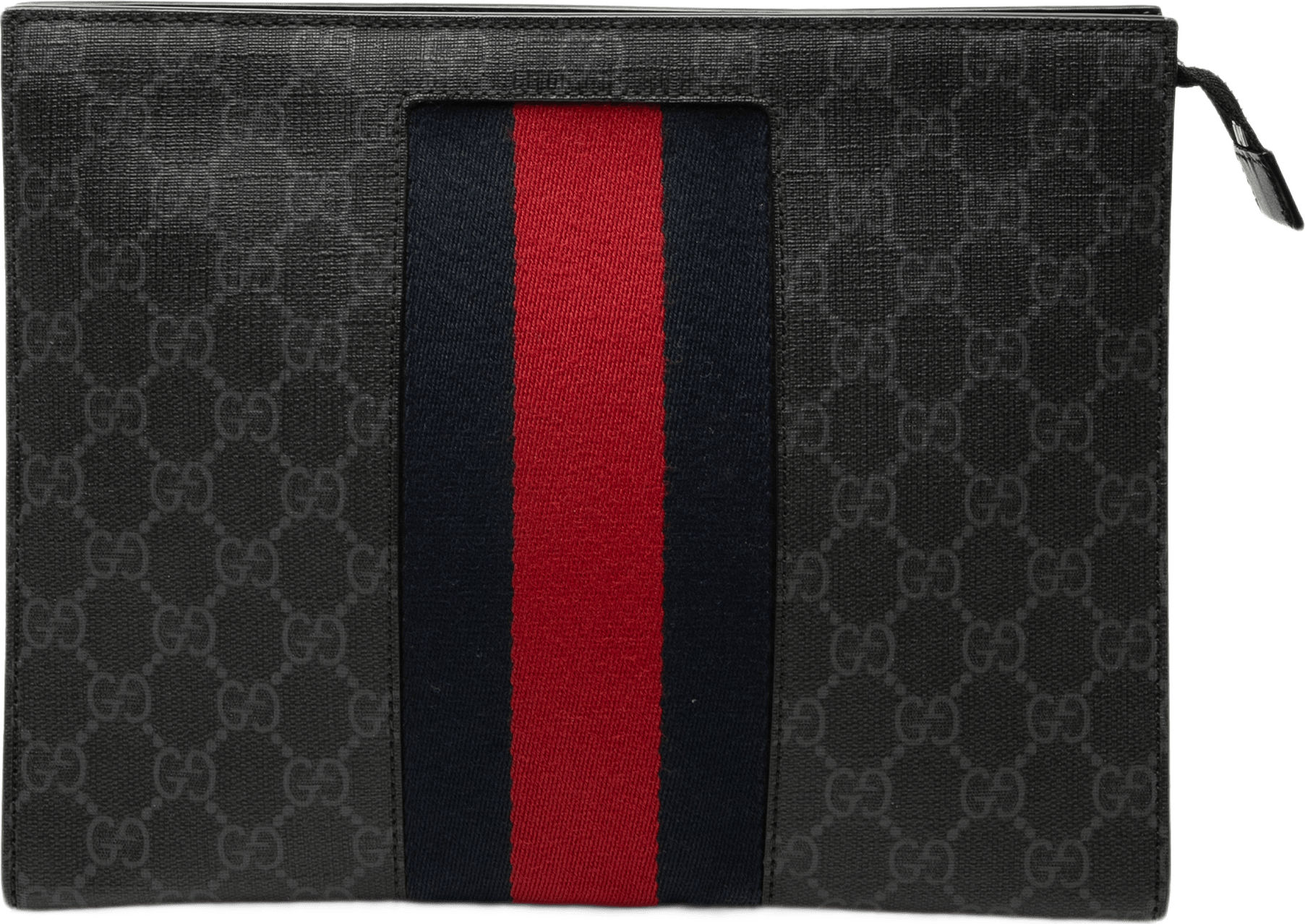 Gucci Gg Supreme Web Clutch, från Luxclusif, i färgen black.