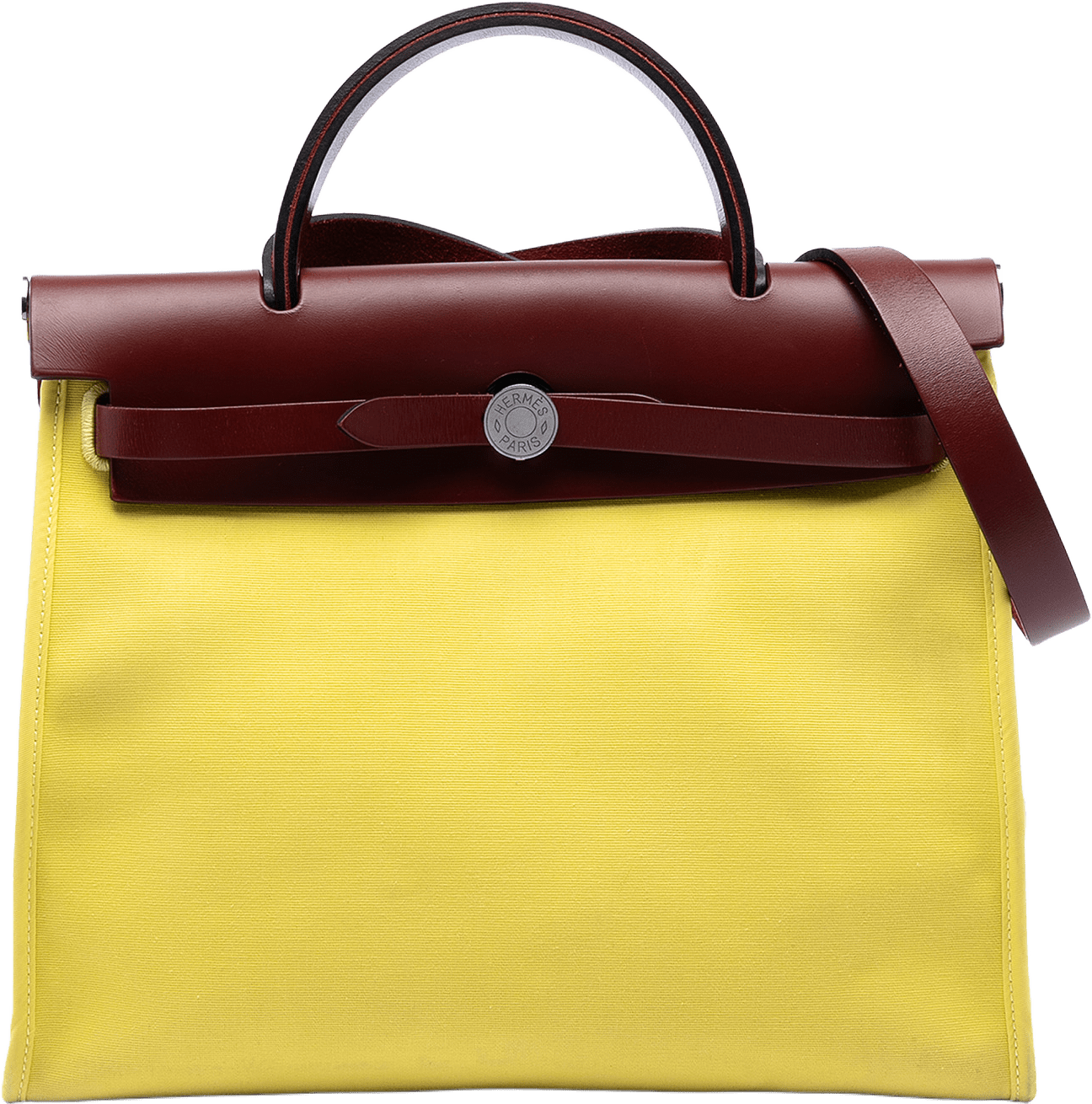 Hermès Toile Herbag Zip 31, från Luxclusif, i färgen yellow.