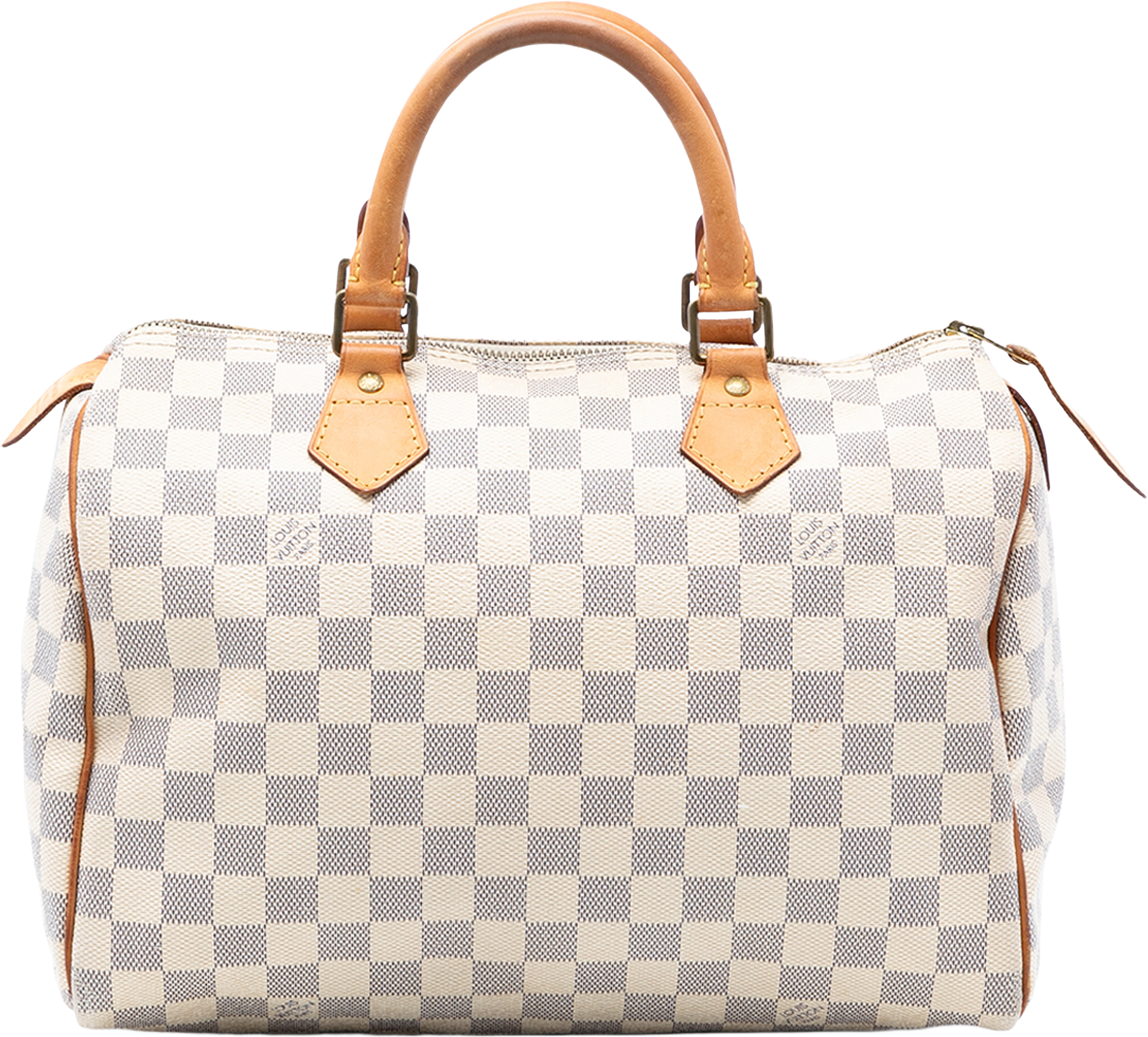 Louis Vuitton Damier Azur Speedy 30, från Luxclusif, i färgen white.