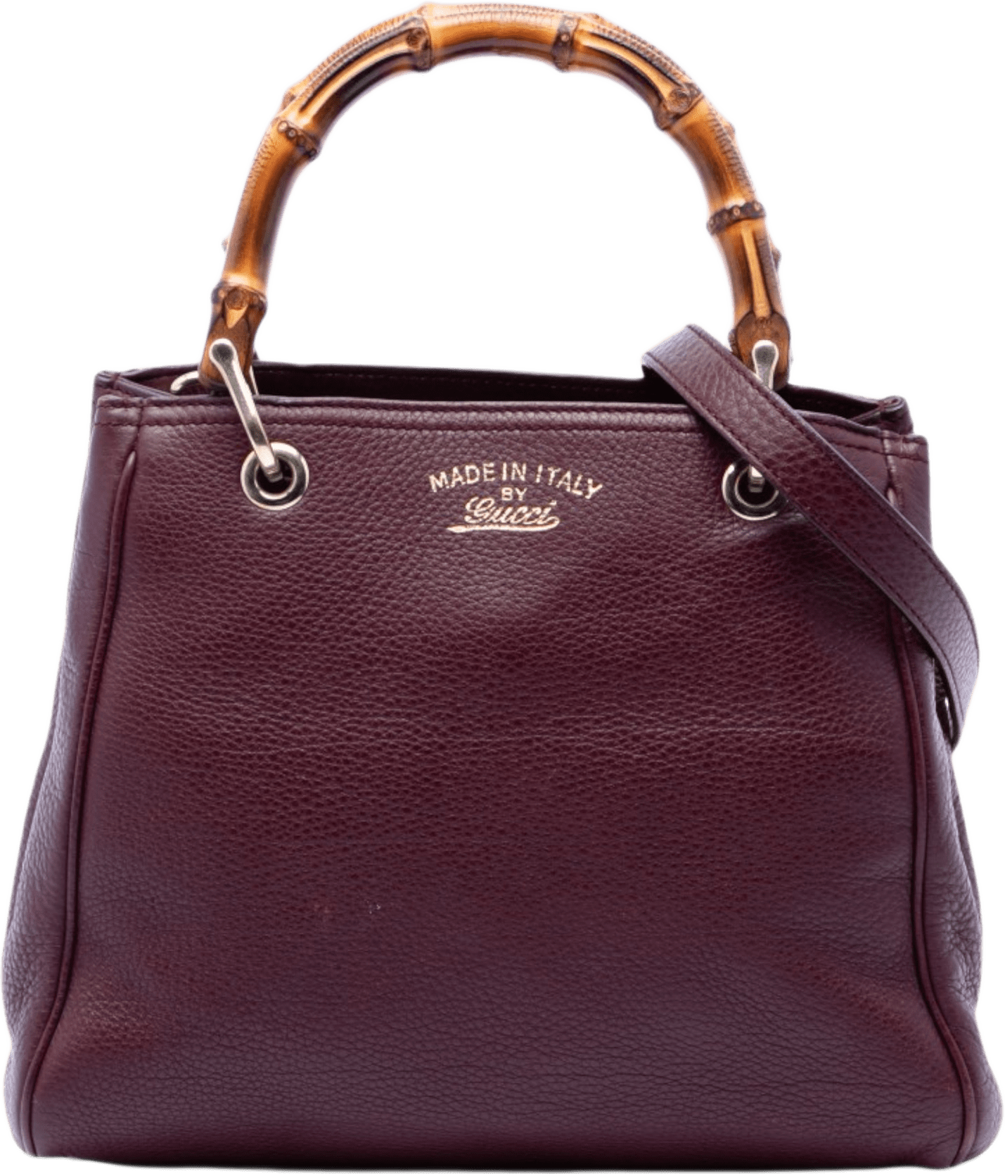 Gucci Small Calfskin Bamboo Shopper Satchel, från Luxclusif, i färgen violet.
