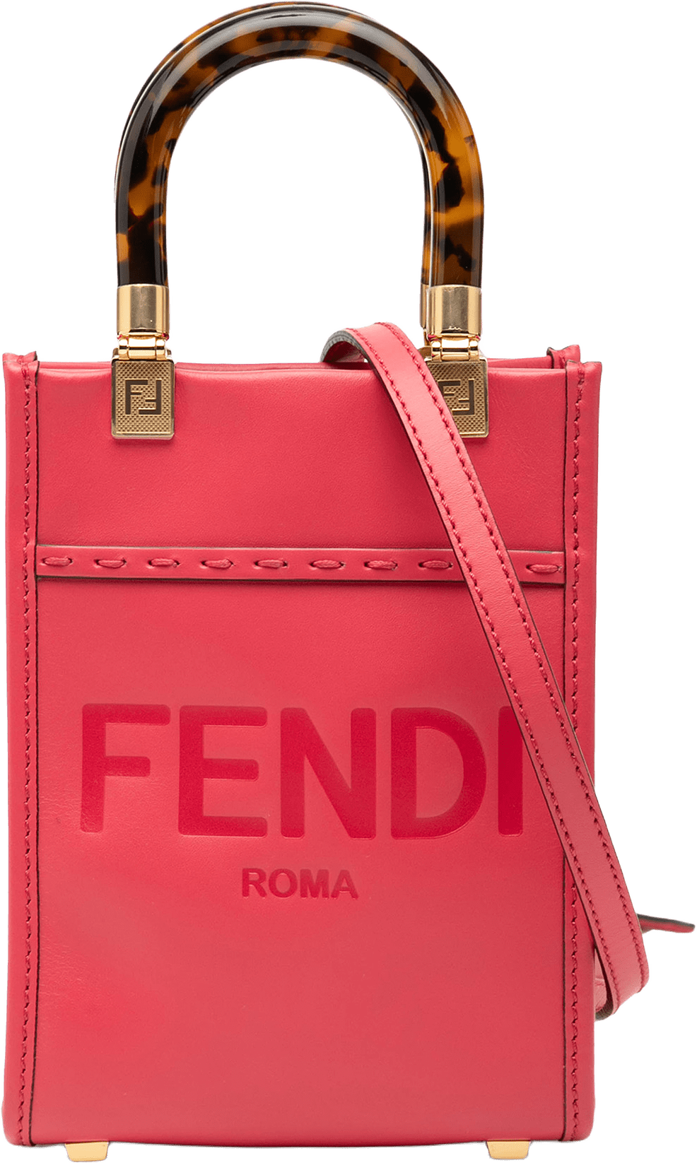 Fendi Mini Leather Sunshine Shopper Tote, från Luxclusif, i färgen pink.
