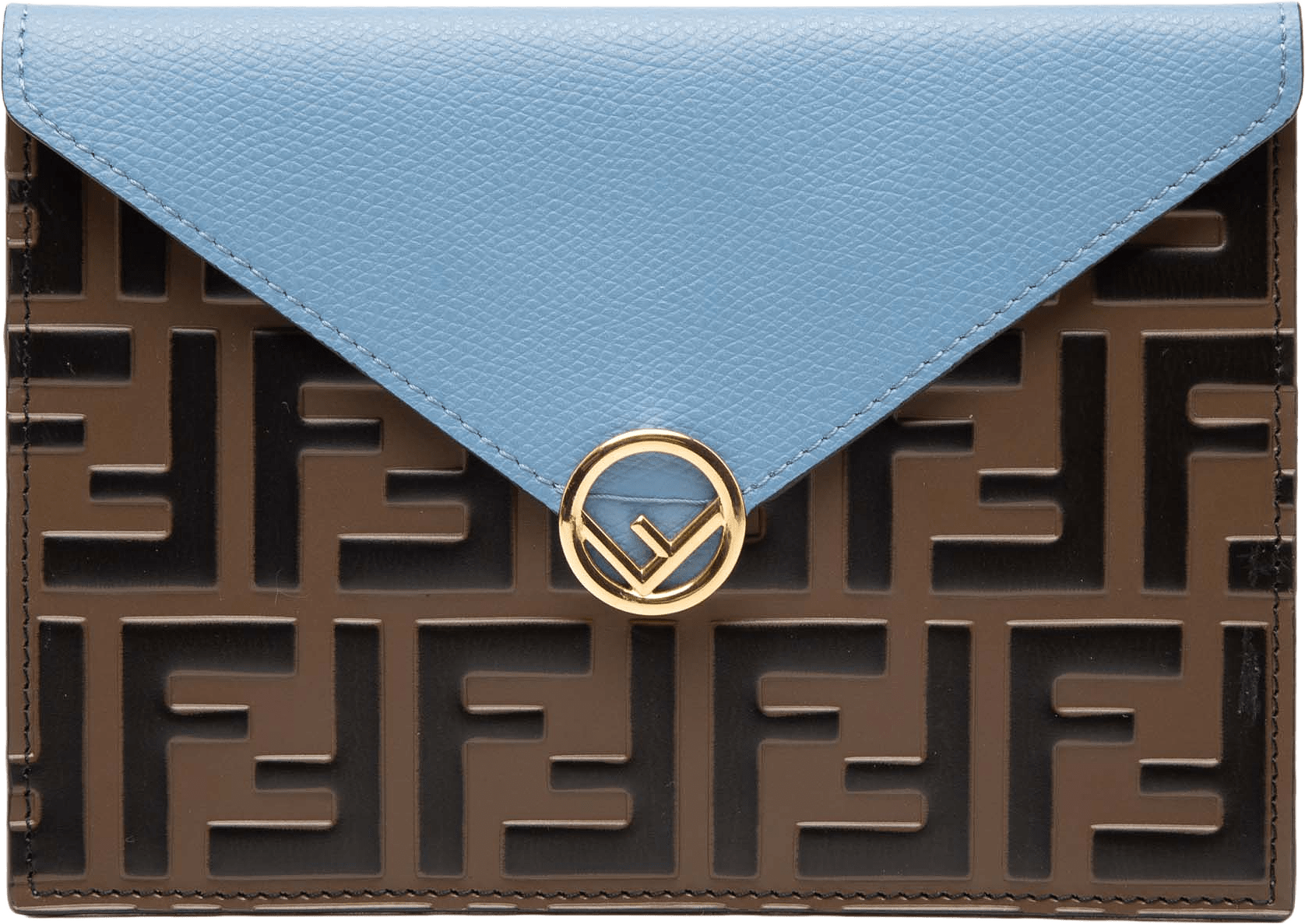 Fendi Zucca Embossed Leather Envelope Clutch, från Luxclusif, i färgen brown.