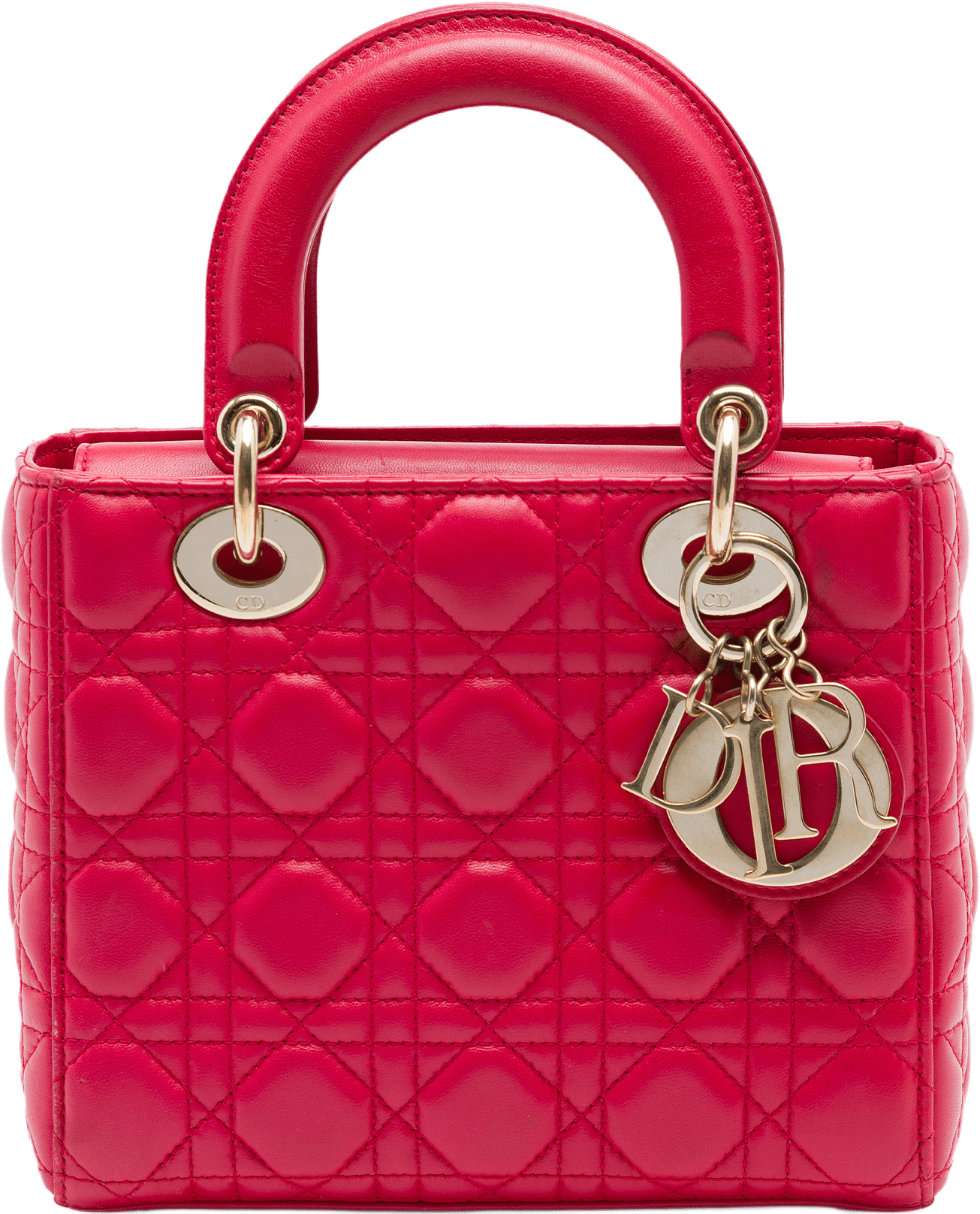 Dior Small Lambskin Cannage My Abcdior Lady Dior, från Luxclusif, i färgen röd.