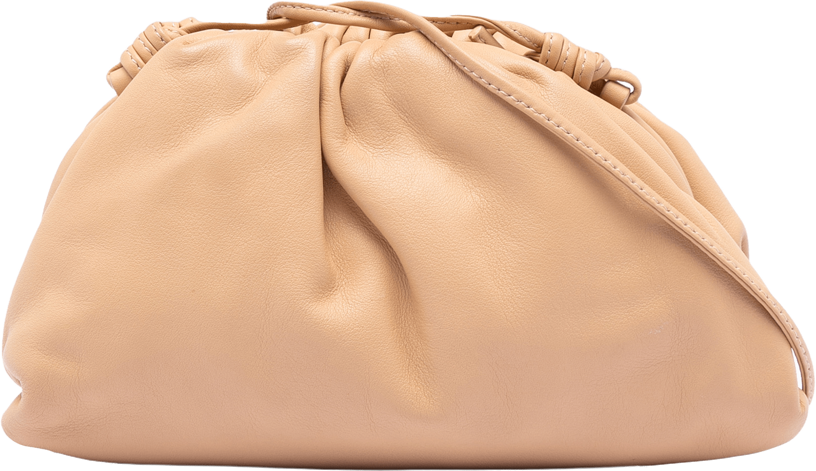 Bottega Veneta Lambskin The Mini Pouch Crossbody, från Luxclusif, i färgen beige.