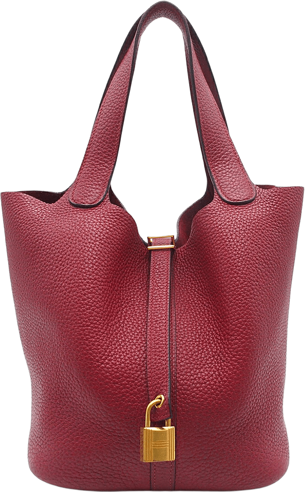 Hermès Clemence Picotin Lock 22, från Luxclusif, i färgen dark red.
