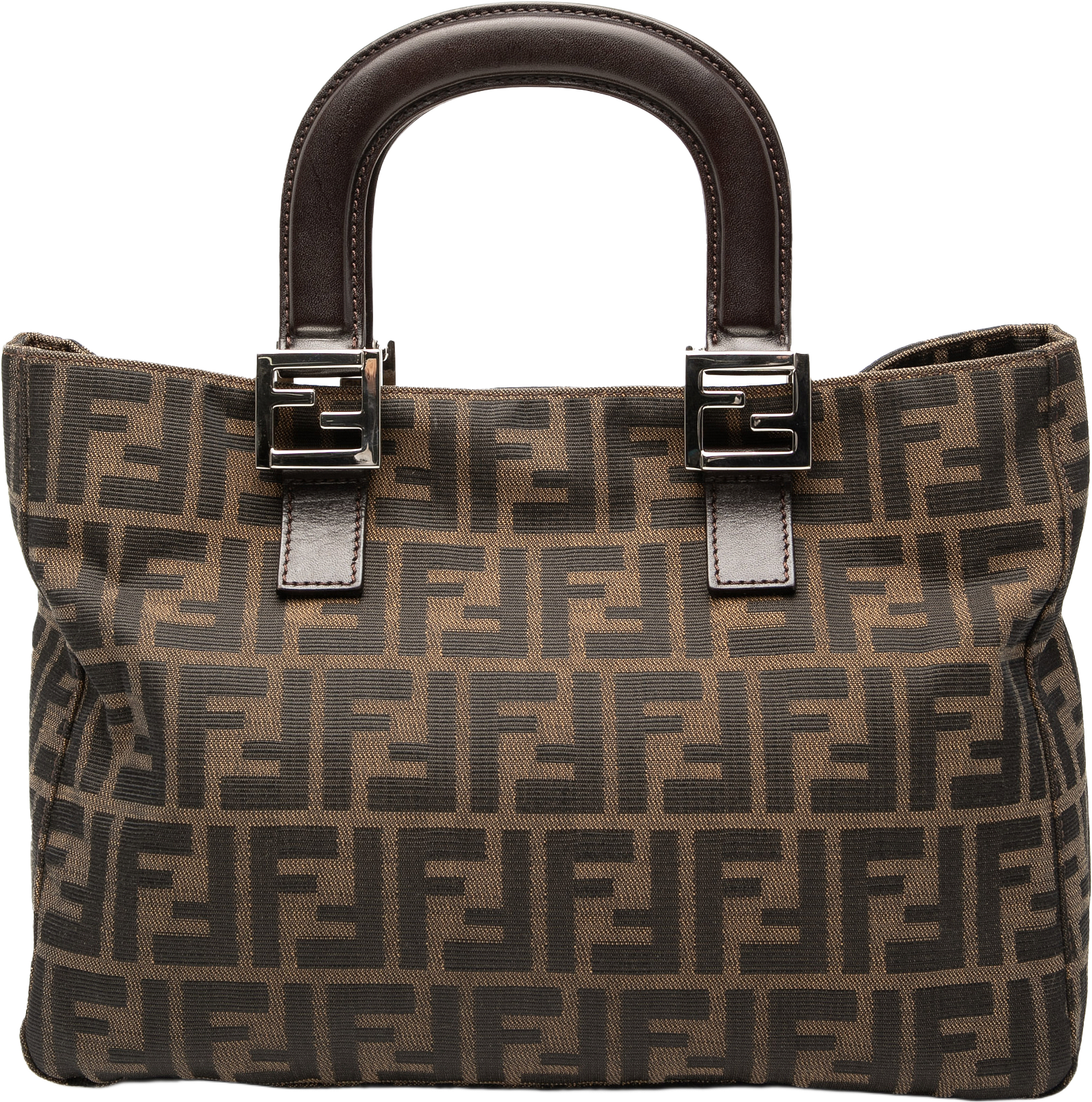 Fendi Small Zucca Canvas Twins Tote, från Luxclusif, i färgen brown.
