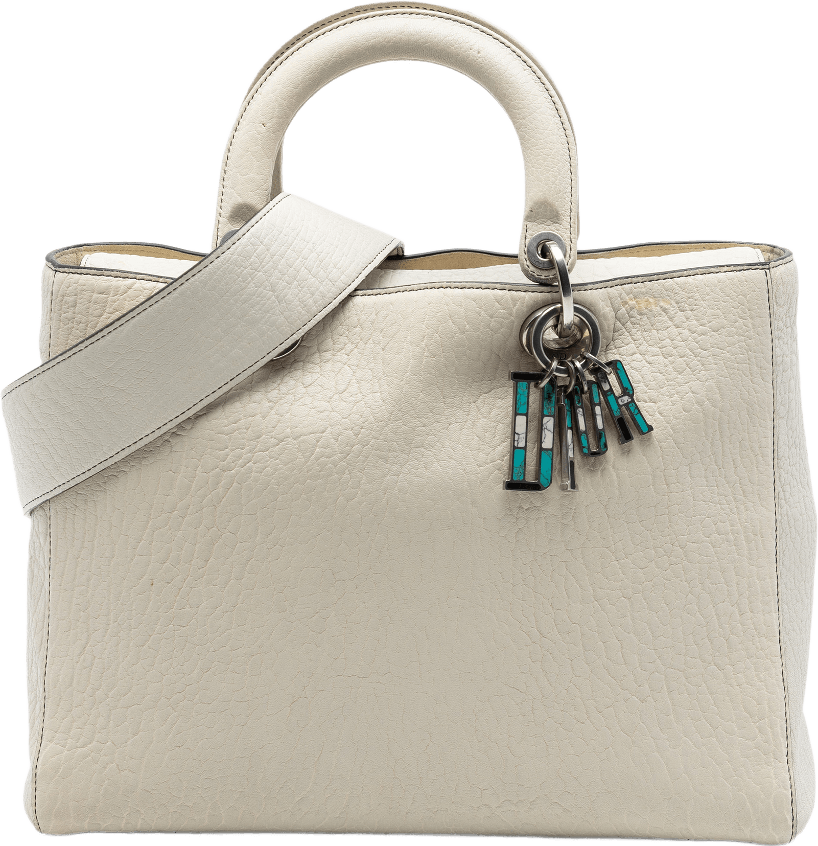 Dior Large Canyon Grained Lambskin Lady Dior, från Luxclusif, i färgen off white.