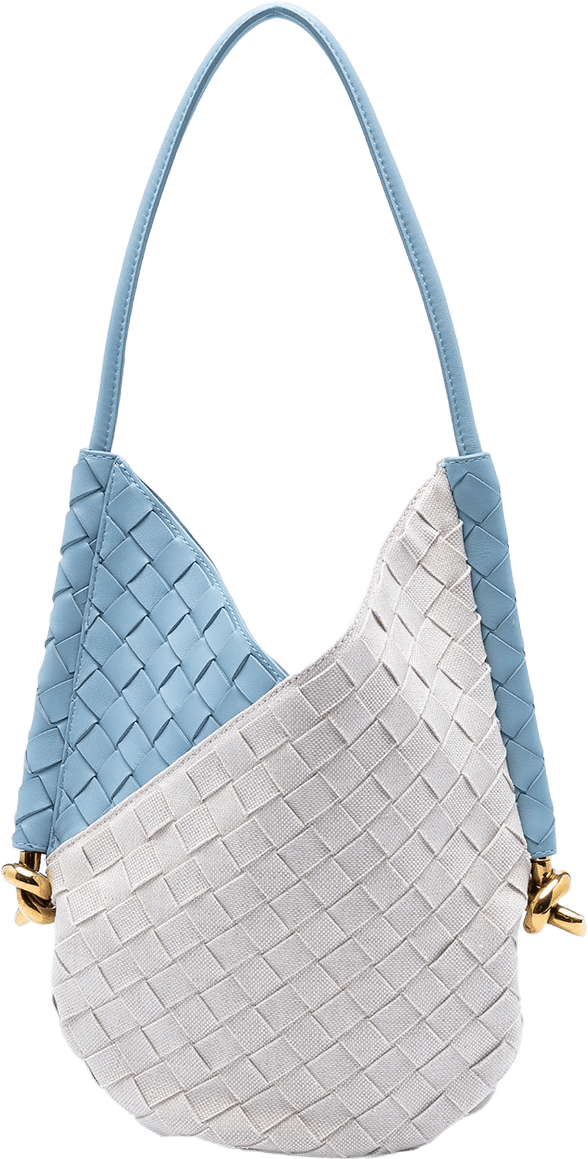 Bottega Veneta Small Nappa And Canvas Intrecciato Solstice Shoulder Bag, från Luxclusif, i färgen light blue.