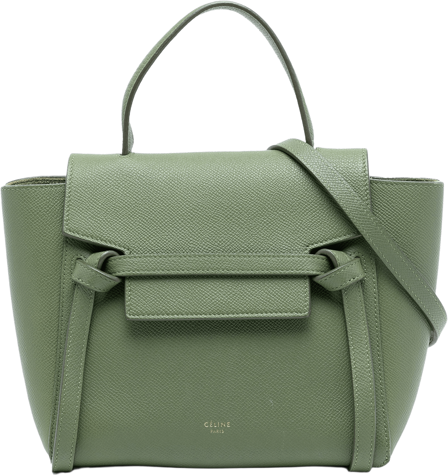 Celine Nano Grained Calfskin Belt Bag, från Luxclusif, i färgen olive green.
