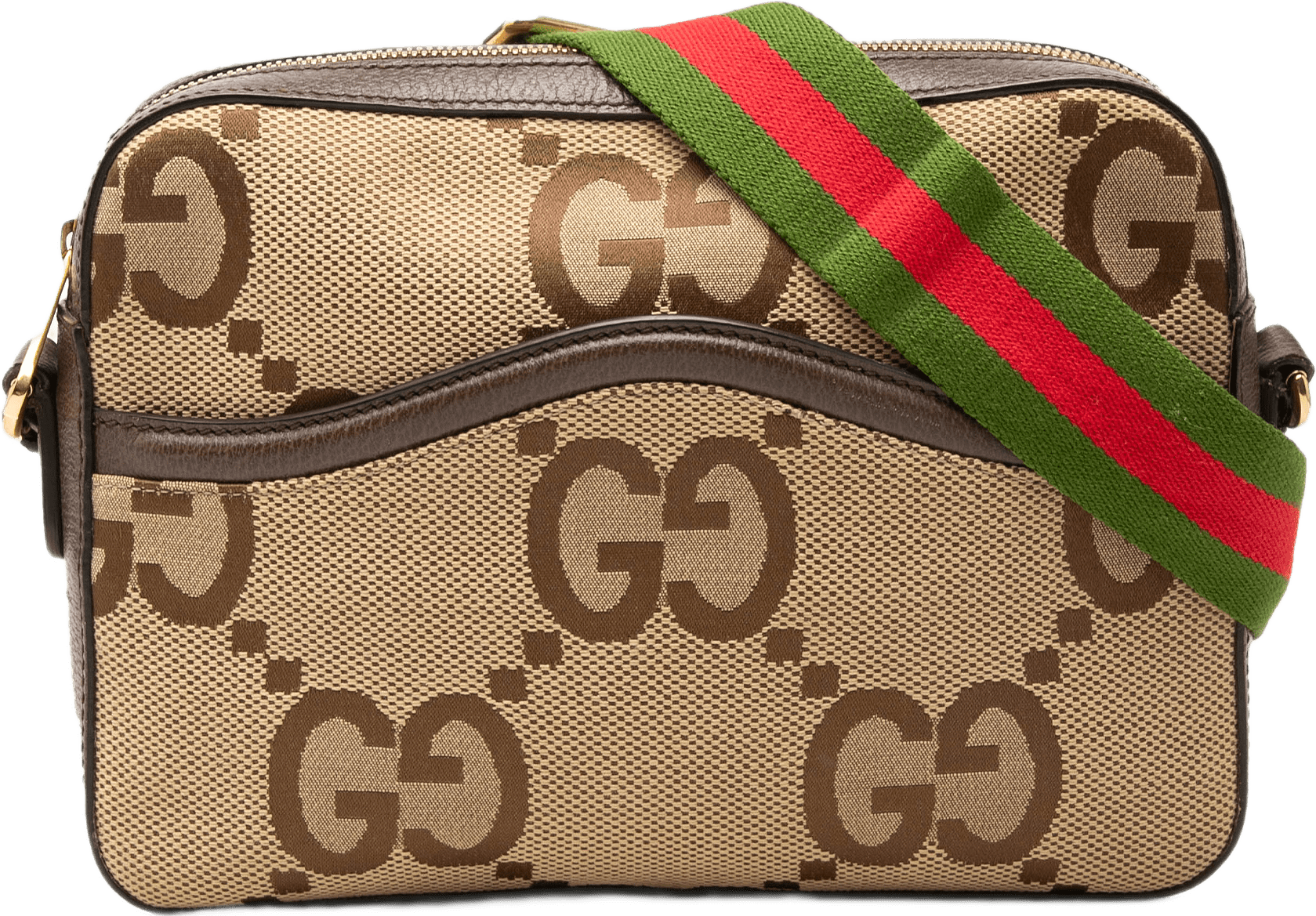Gucci Jumbo Gg Canvas Web Crossbody, från Luxclusif, i färgen beige.