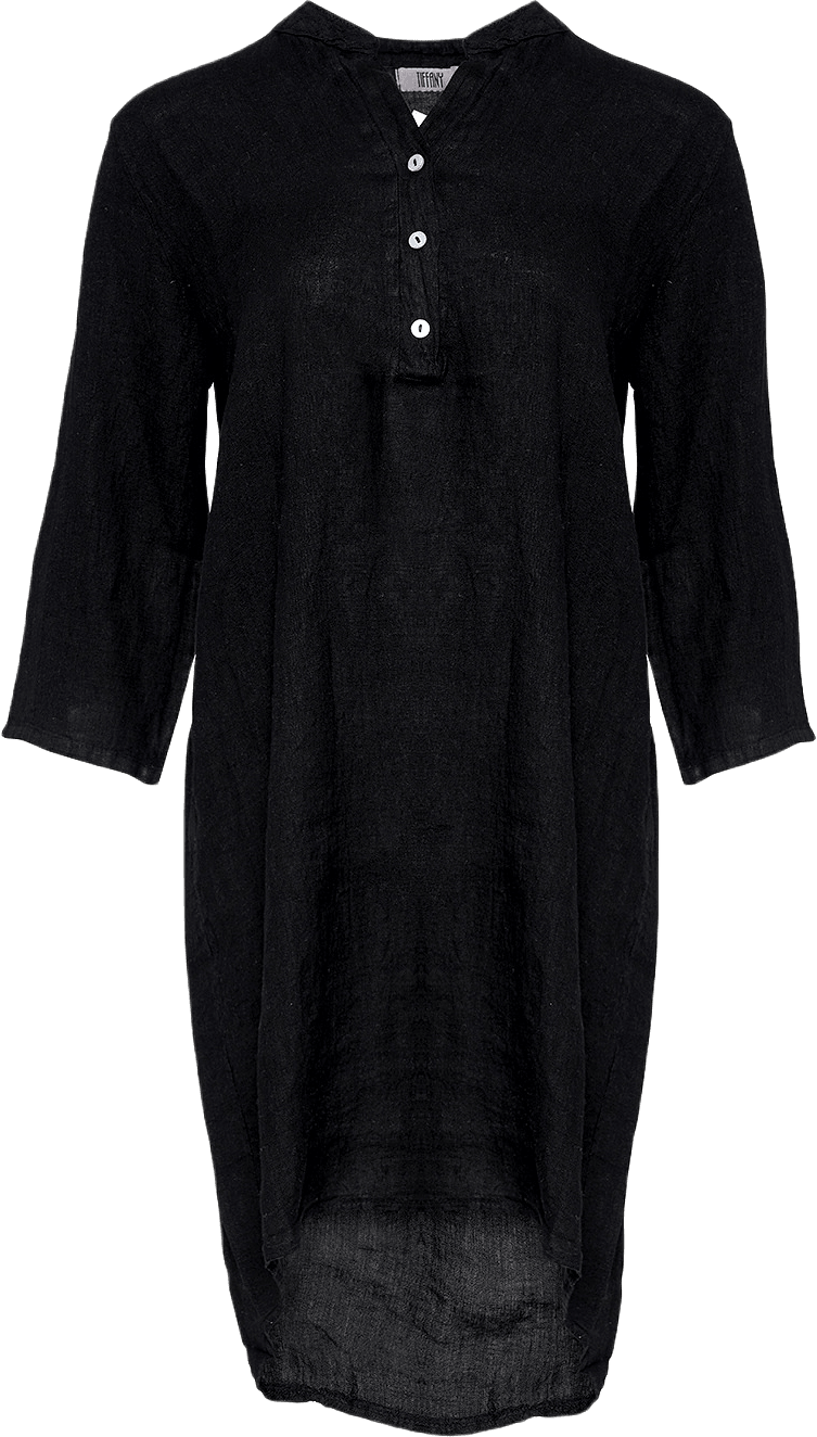 17690p, Shirt Dress With Pocket, Linen - Black, från Tiffany, i färgen black.