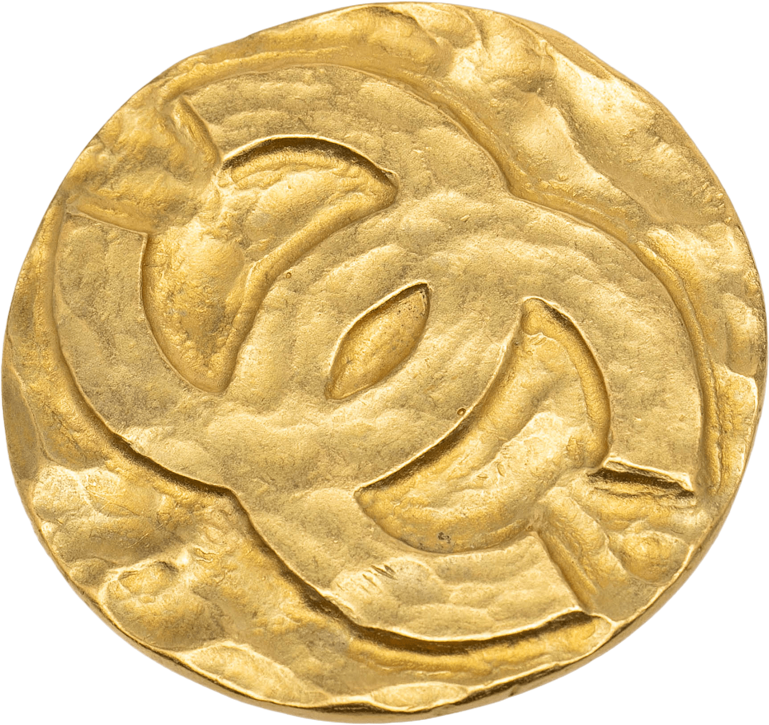 Chanel Cc Gold Plated Round Brooch, från Luxclusif, i färgen gold.