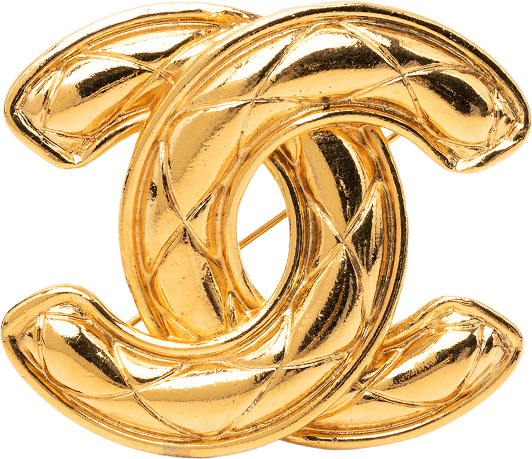 Chanel Cc Gold Plated Quilted Brooch, från Luxclusif, i färgen guld.