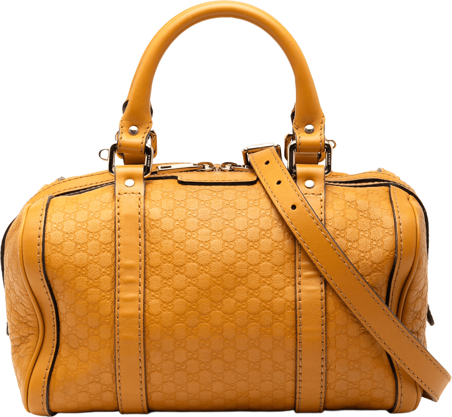 Gucci Small Microguccissima Joy Boston Bag, från Luxclusif, i färgen mustard.