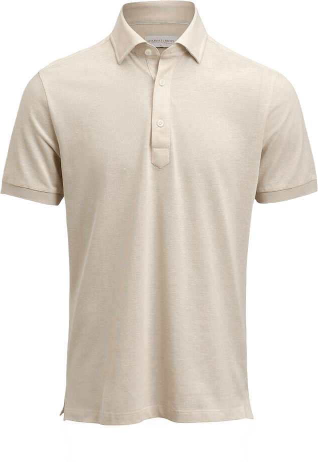 Ib133 Polo Pique Knit Tailored Fit, från J.Harvest & Frost, i färgen sand.