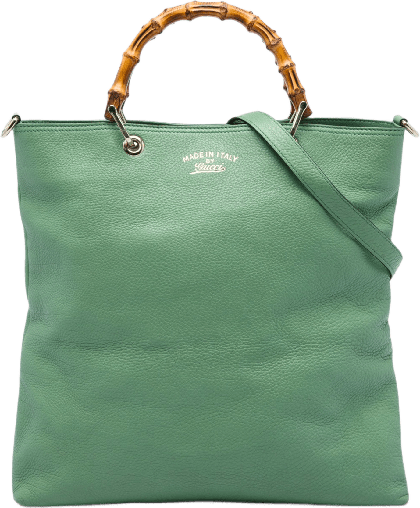 Gucci Tall Calfskin Bamboo Shopper Tote, från Luxclusif, i färgen grön.