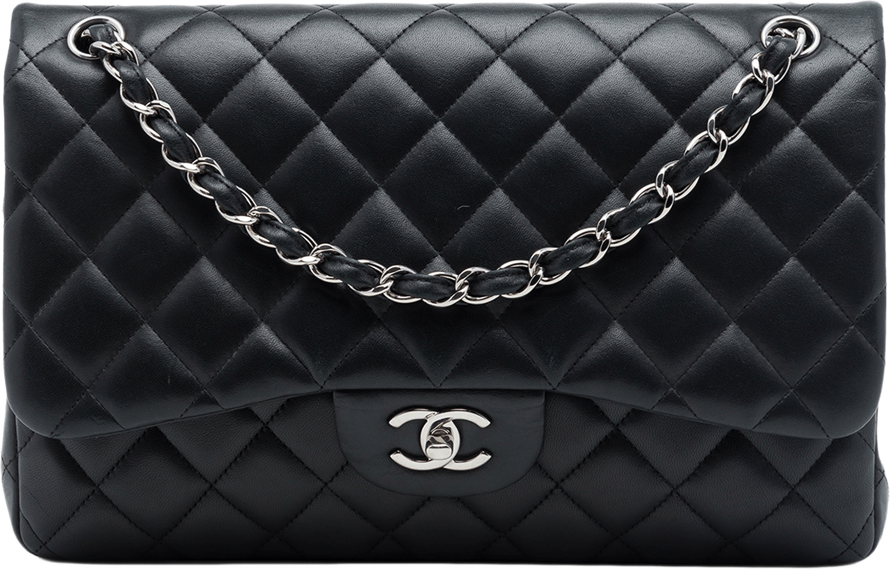 Chanel Jumbo Classic Lambskin Double Flap, från Luxclusif, i färgen svart.