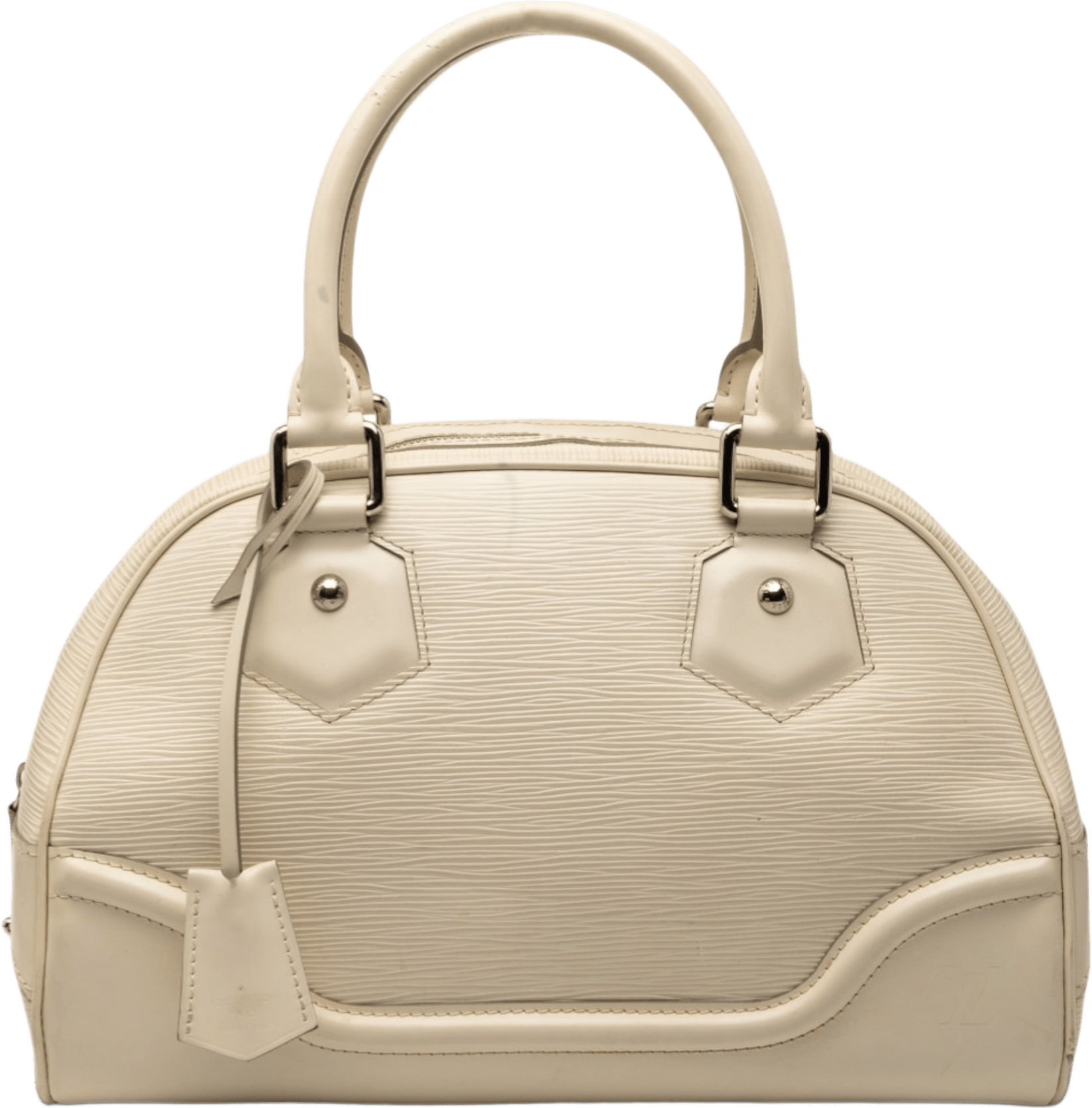 Louis Vuitton Epi Bowling Montaigne Pm, från Luxclusif, i färgen ivory.