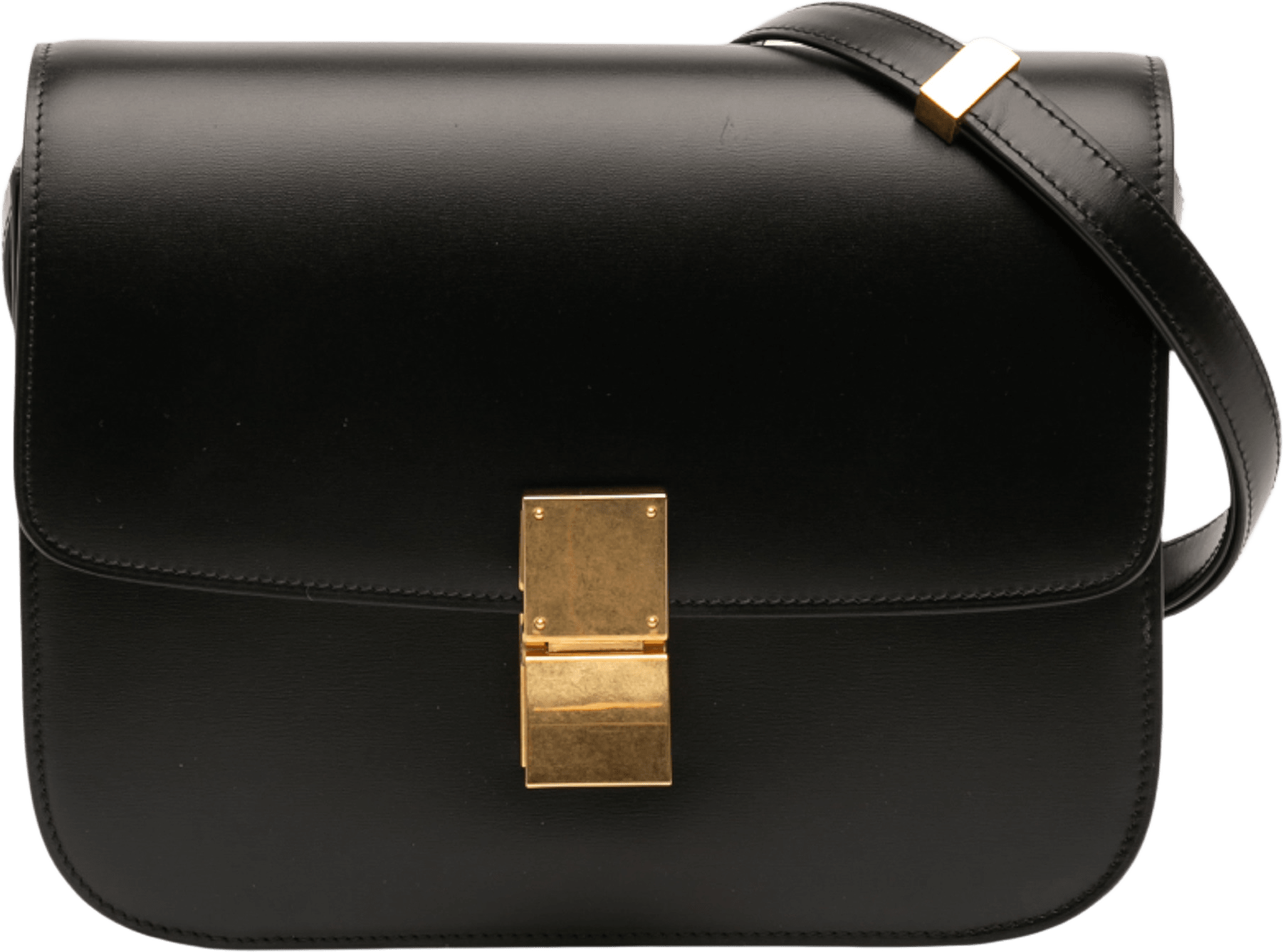 Celine Medium Calfskin Classic Box, från Luxclusif, i färgen black.