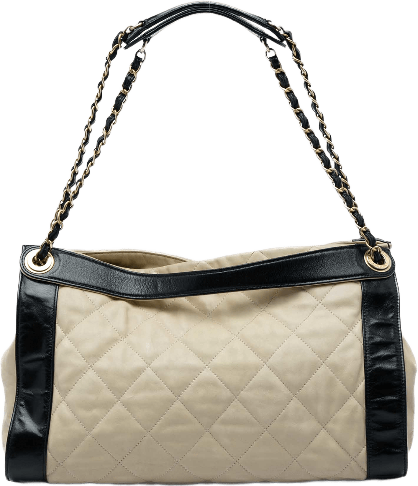 Chanel Bicolor Quilted Lambskin In The Mix Tote, från Luxclusif, i färgen beige.