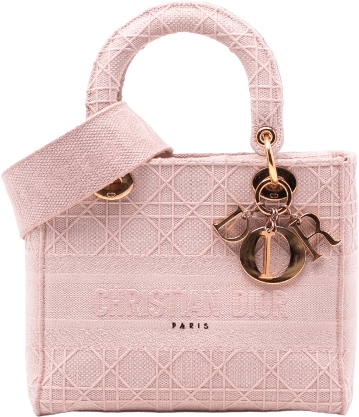 Dior Medium Canvas Cannage Lady D Lite, från Luxclusif, i färgen pink.