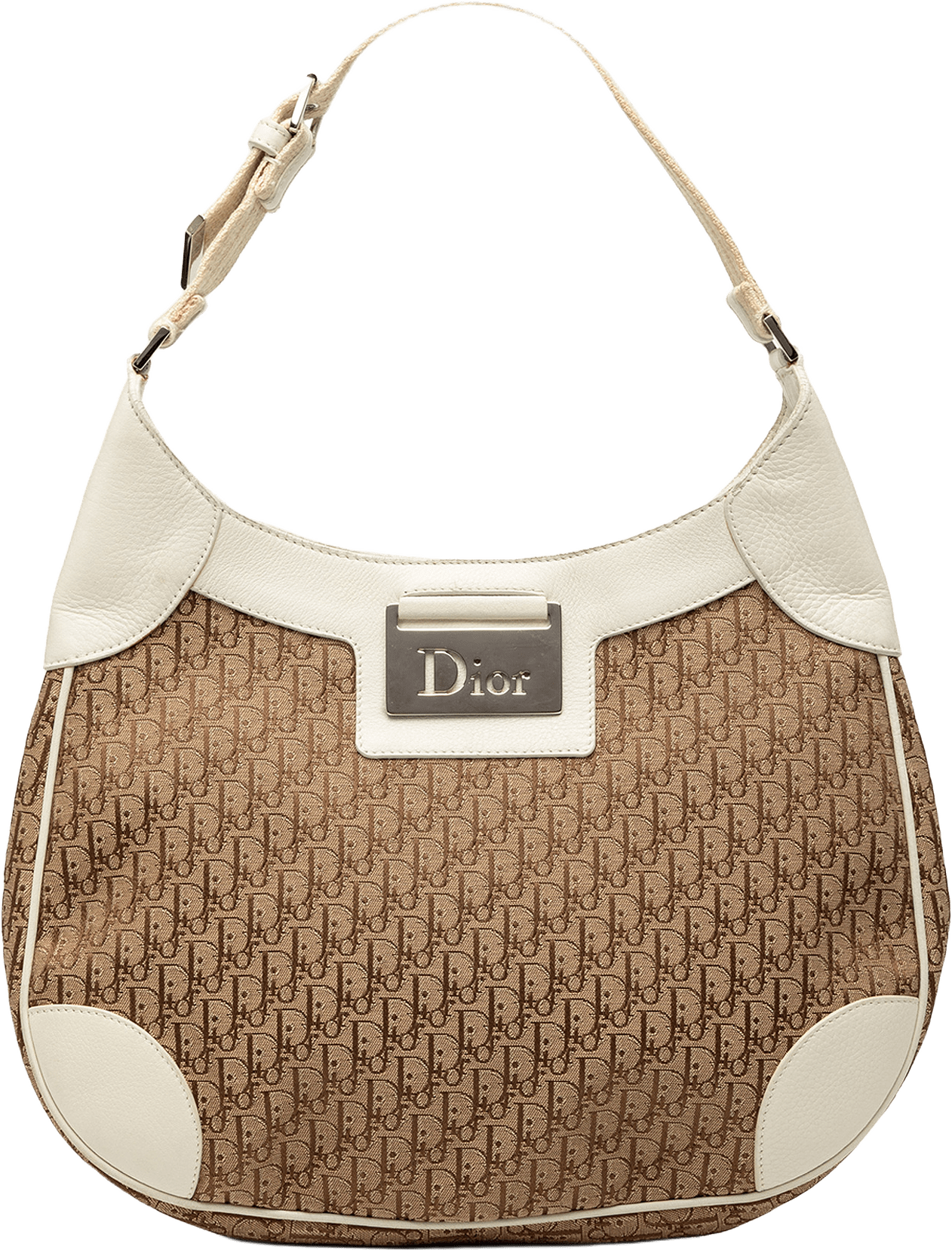 Dior Diorissimo Trotter Canvas Street Chic Shoulder Bag, från Luxclusif, i färgen beige.