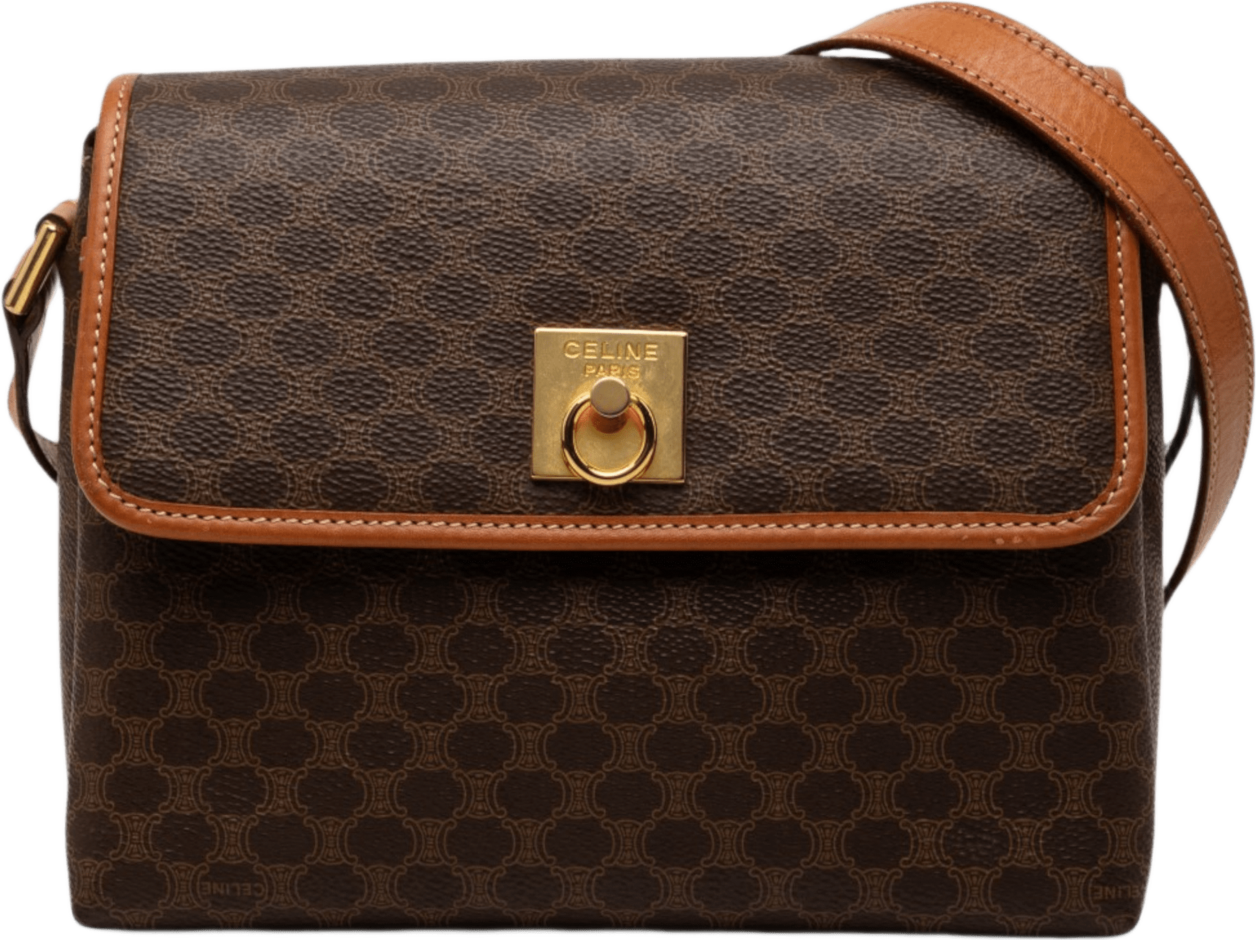 Celine Macadam Coated Canvas Crossbody, från Luxclusif, i färgen brun.