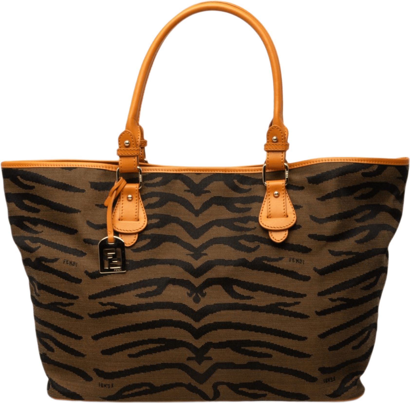 Fendi Zebra Print Canvas Tote, från Luxclusif, i färgen brun.