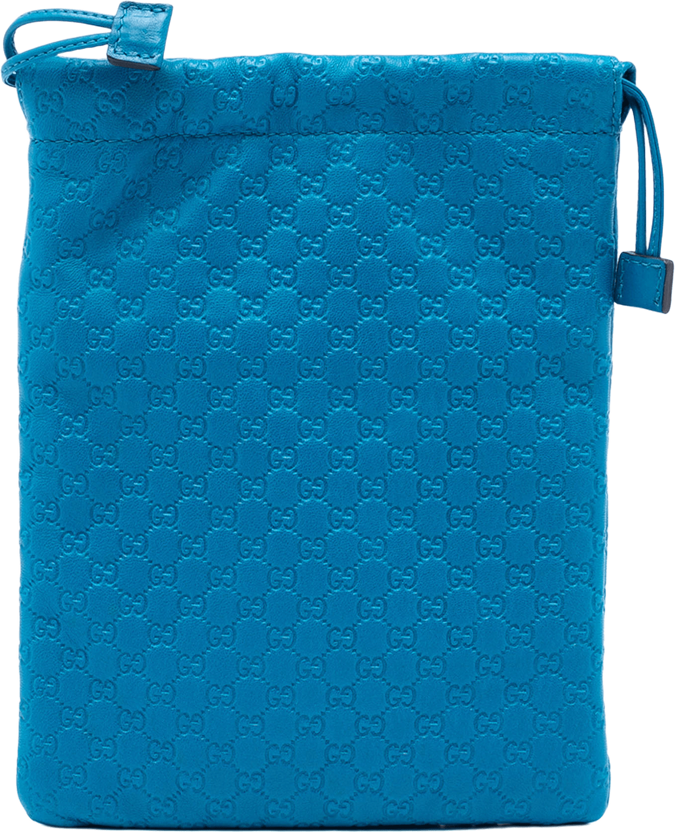 Gucci Microguccissima Drawstring Pouch, från Luxclusif, i färgen blue.