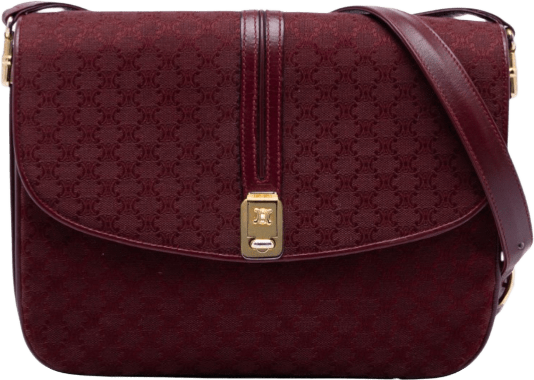 Celine Macadam Coated Canvas Crossbody, från Luxclusif, i färgen bordeaux.