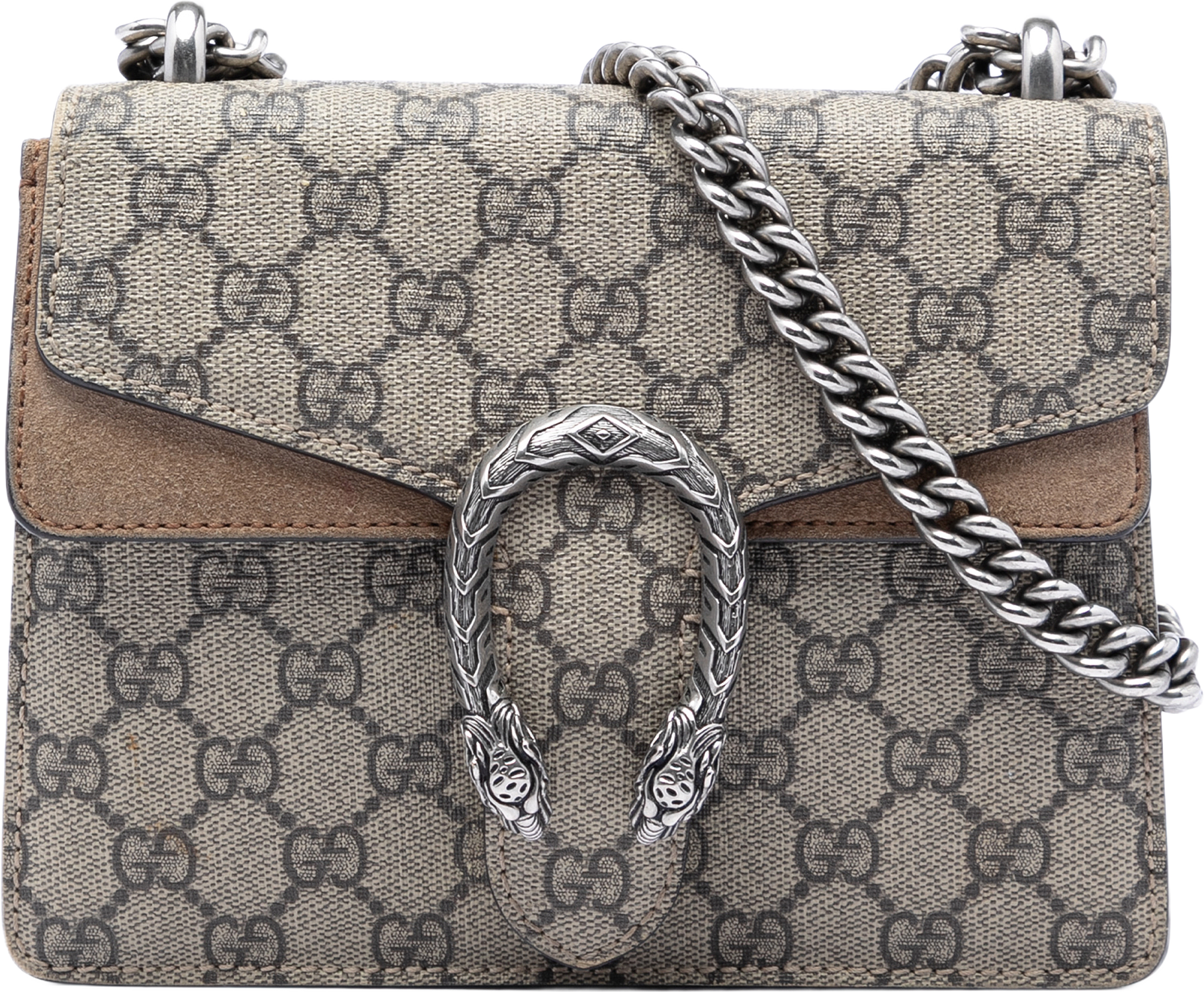 Gucci Small Gg Supreme Dionysus Crossbody, från Luxclusif, i färgen beige.