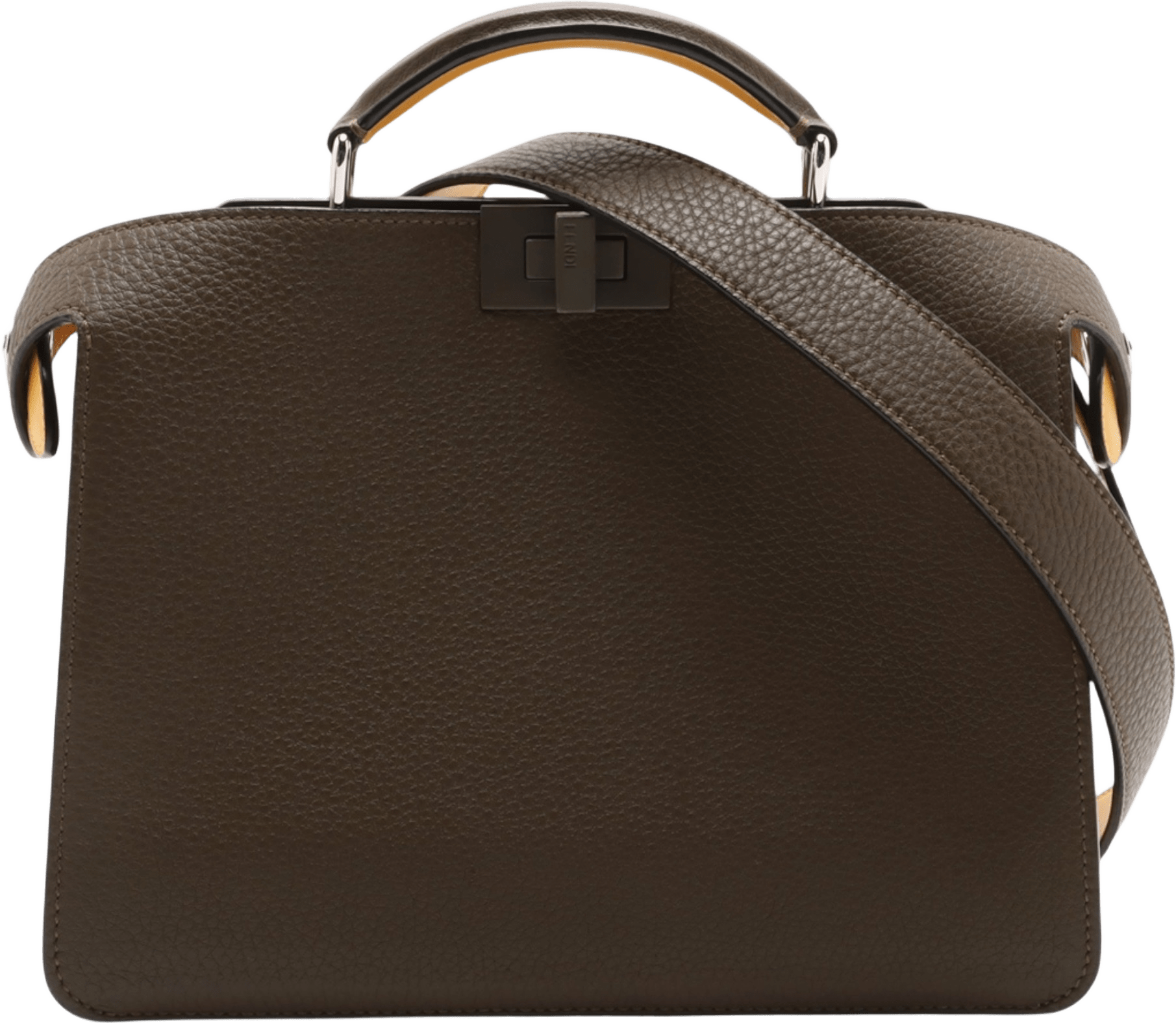 Fendi Small Bicolor Leather Peekaboo Iseeu Satchel, från Luxclusif, i färgen dark brown.