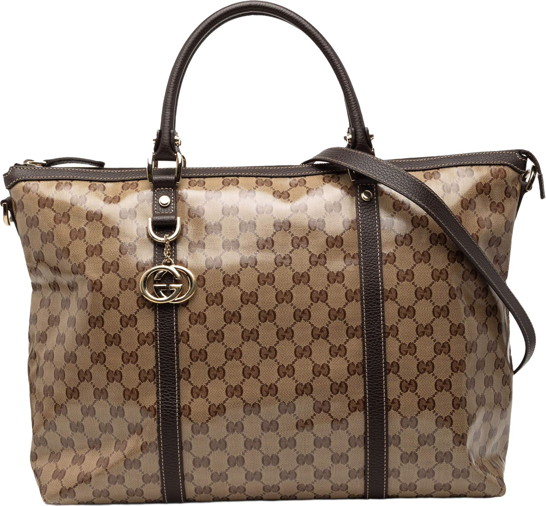 Gucci Gg Crystal Charm Satchel, från Luxclusif, i färgen light brown.