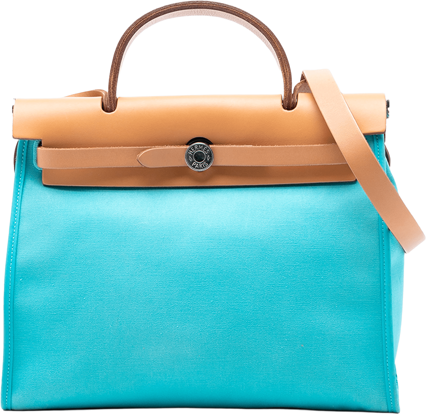 Hermès Toile Herbag Zip 31, från Luxclusif, i färgen aqua.