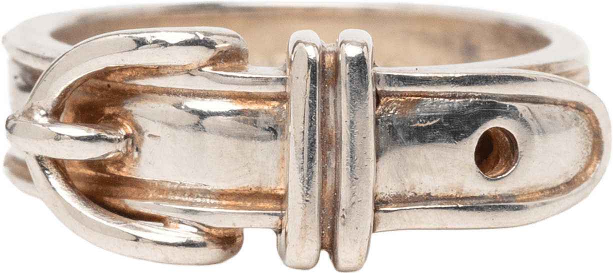 Hermès Sterling Silver Ceinture Buckle Ring, från Luxclusif, i färgen silver.