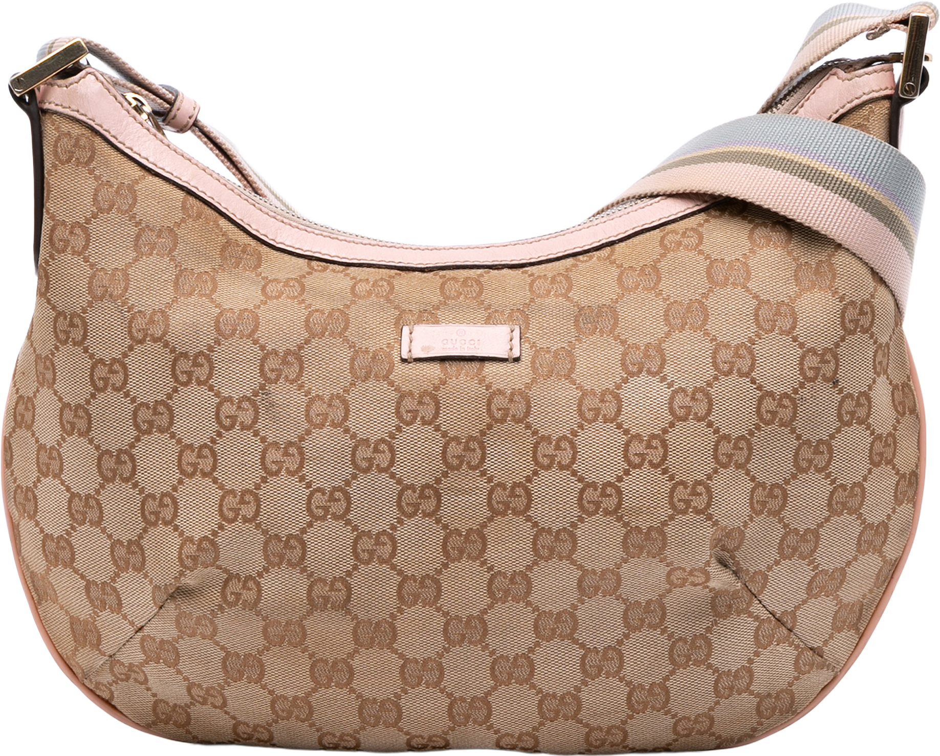 Gucci Gg Canvas Web Crossbody, från Luxclusif, i färgen beige.