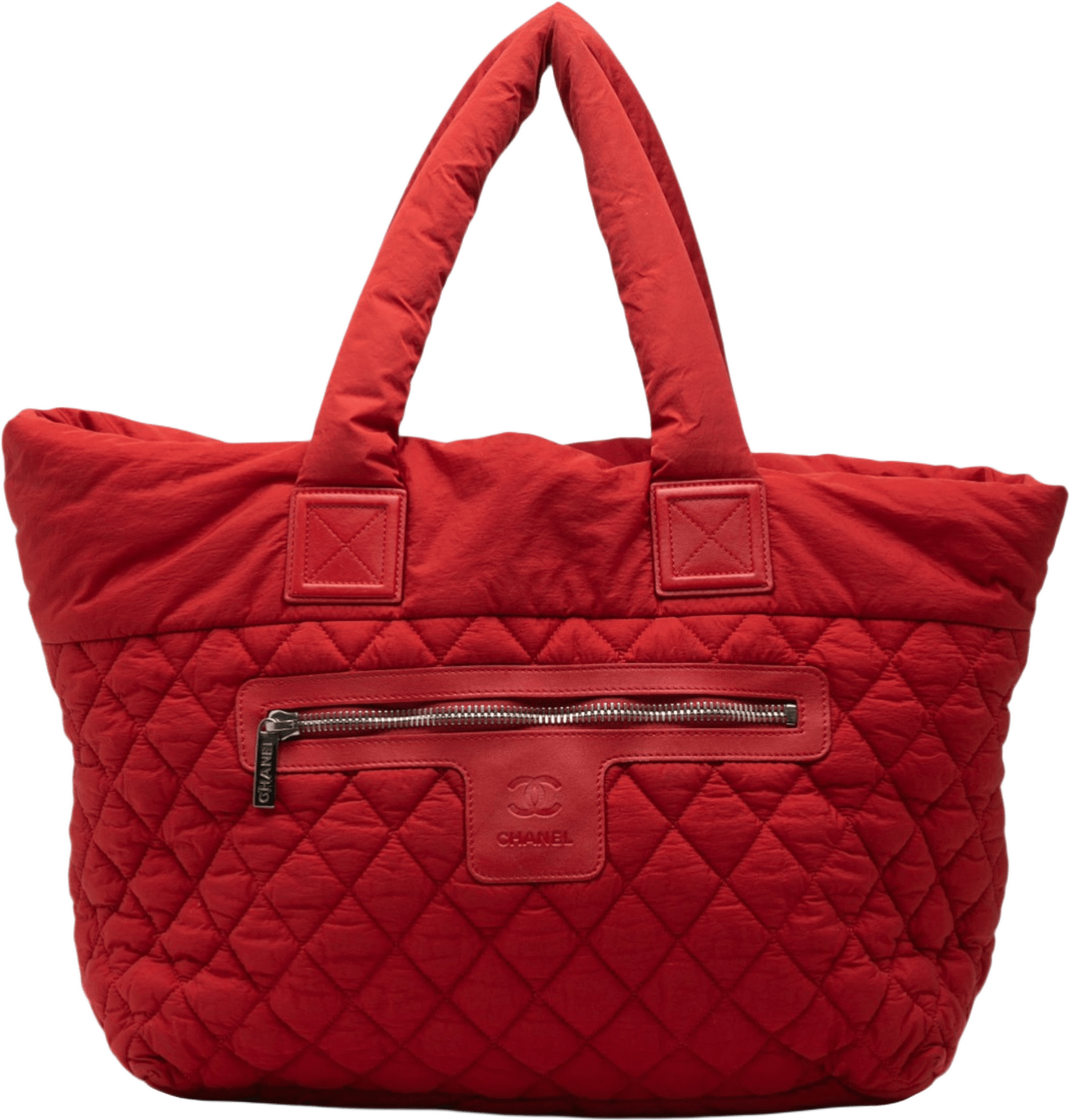 Chanel Medium Quilted Nylon Coco Cocoon Tote, från Luxclusif, i färgen red.