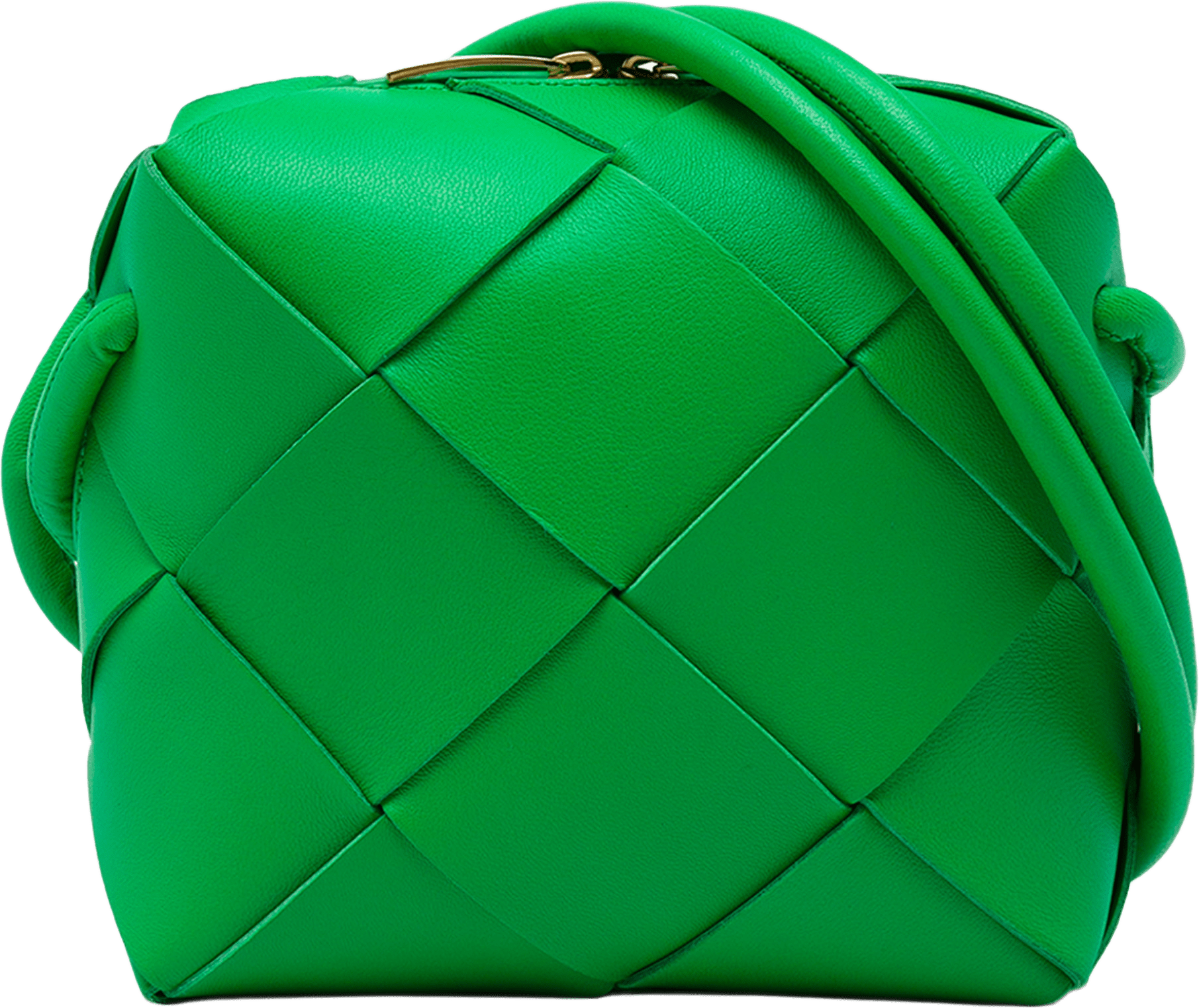 Bottega Veneta Mini Lambskin Intreccio Cassette Camera Bag, från Luxclusif, i färgen grön.