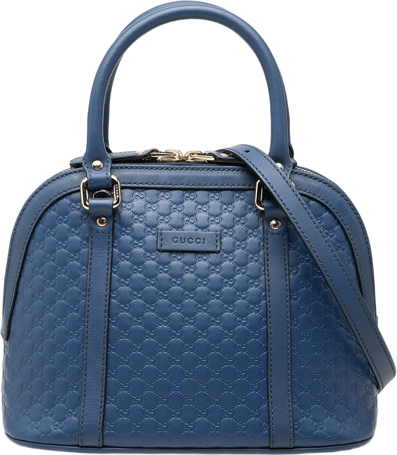 Gucci Mini Microguccissima Dome Satchel, från Luxclusif, i färgen blå.