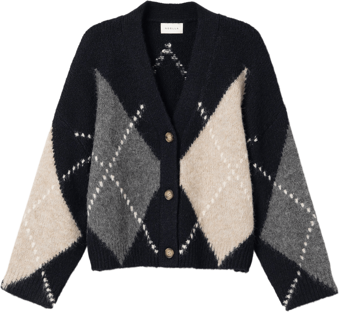 N-laiana Knit Cardigan, från Noella, i färgen navy mix.