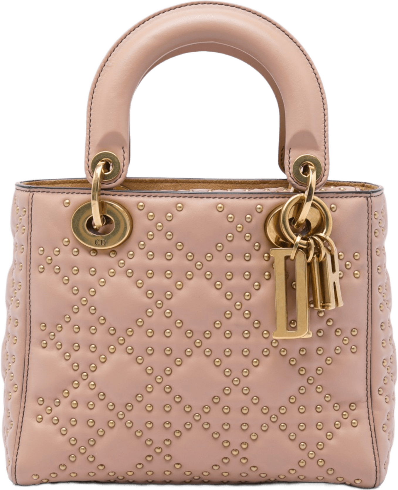 Dior Small Lambskin Cannage Studded Supple Lady Dior, från Luxclusif, i färgen rosa.