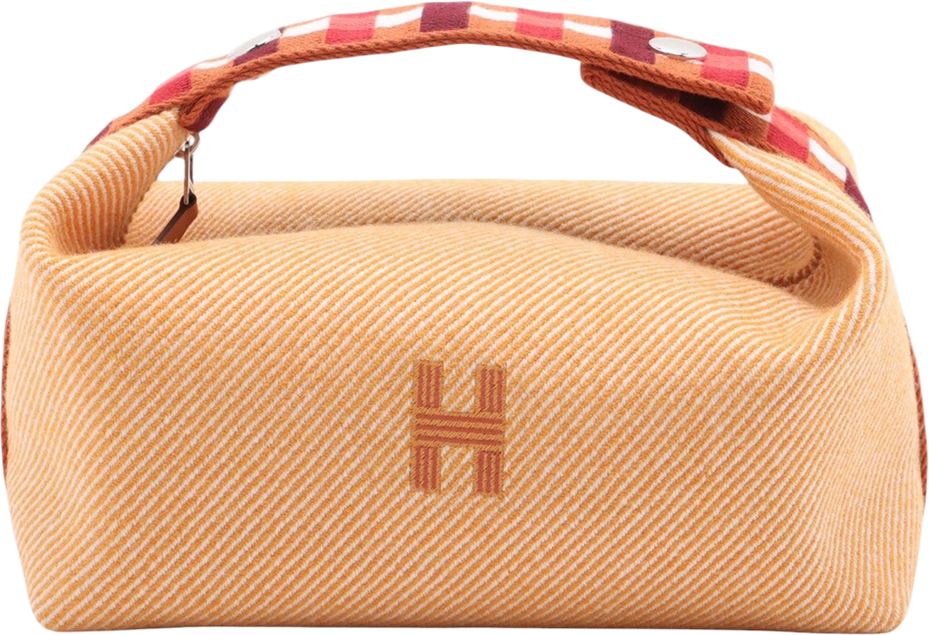 Hermès Small Wool Bride A Brac Au Carre Case, från Luxclusif, i färgen light orange.