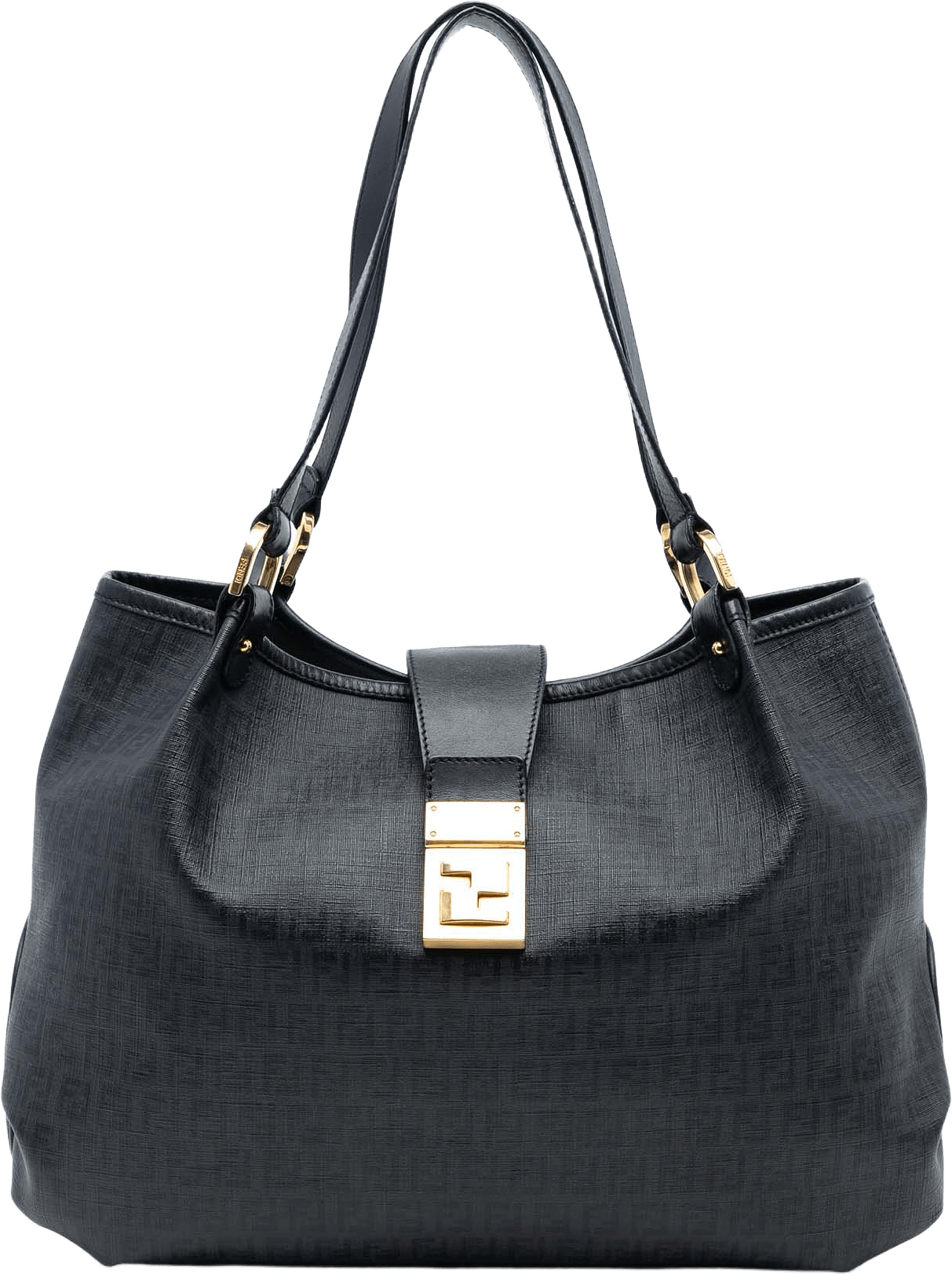 Fendi Zucchino Spalmati Chiusura Tote, från Luxclusif, i färgen black.