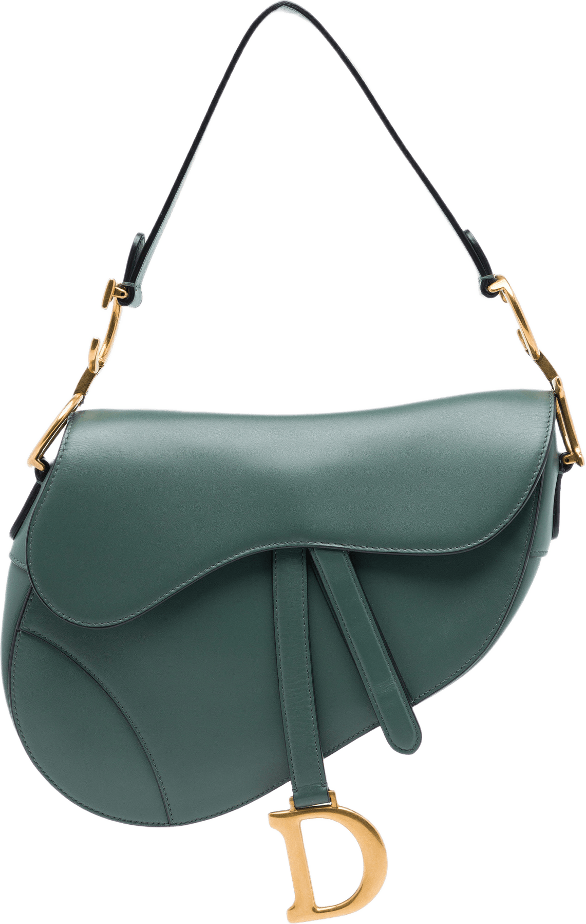 Dior Smooth Calfskin Saddle Bag, från Luxclusif, i färgen grön.